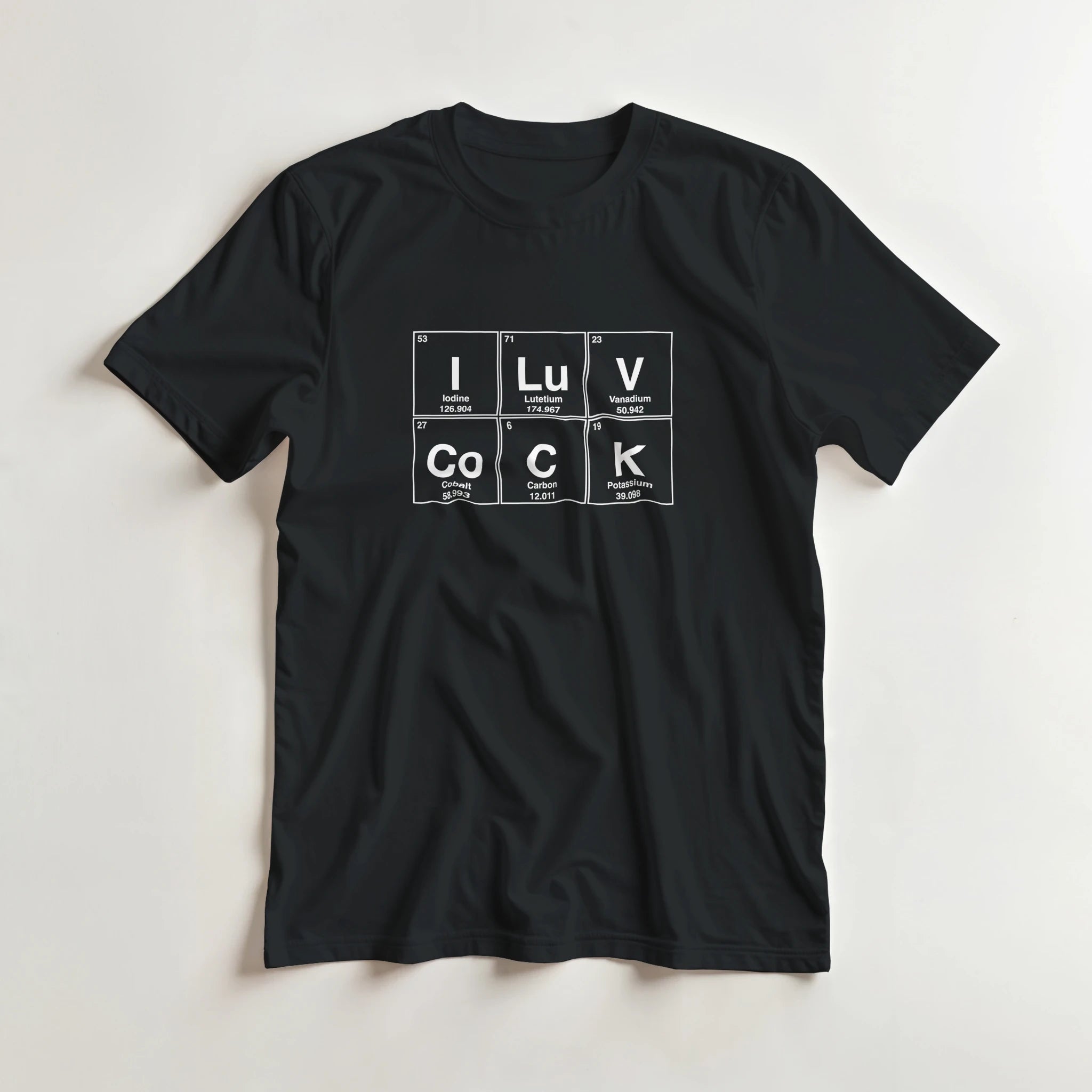 I LuV CoCK periodic table adult novelty tshirt sex black