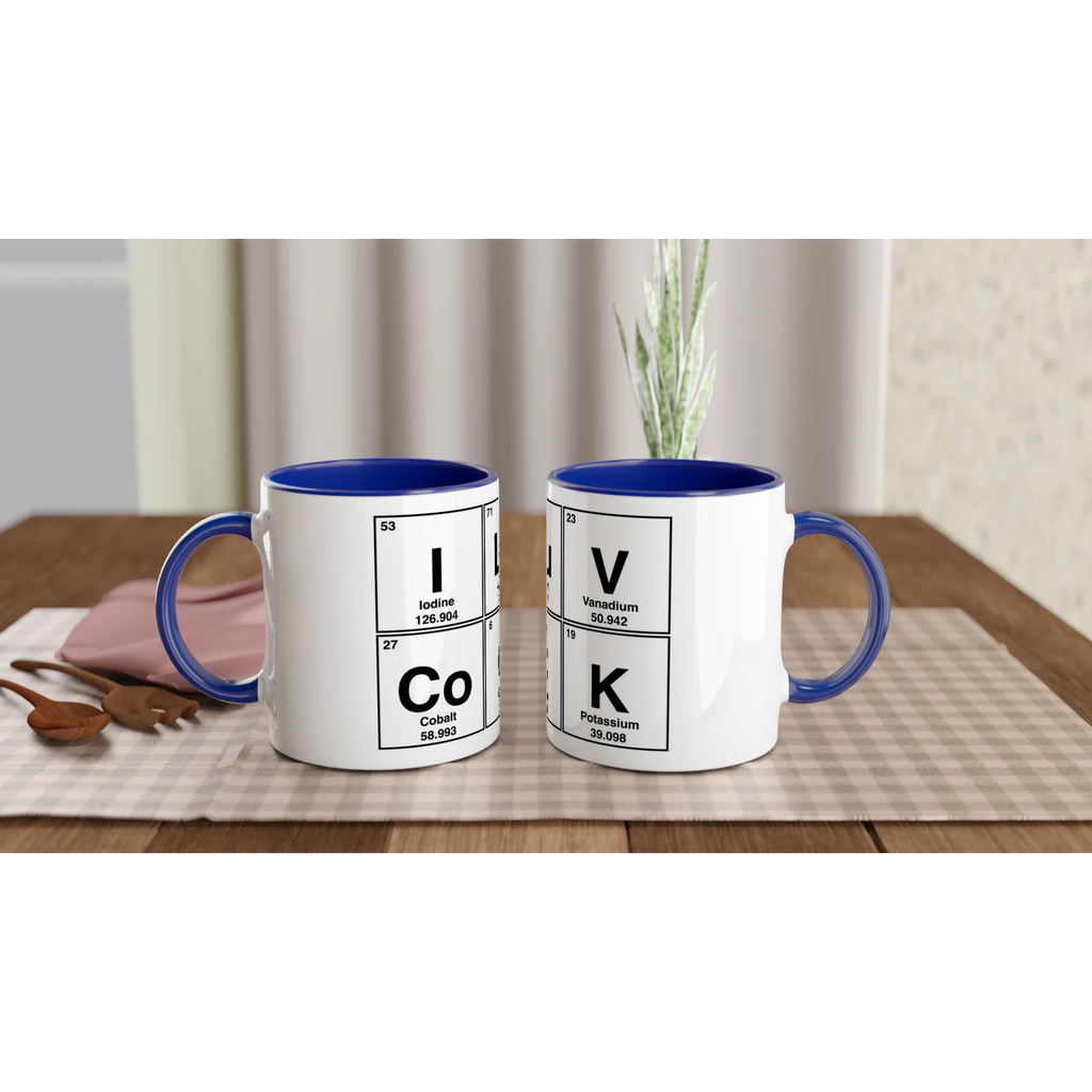 I LuV CoCK periodic table cup mug adult novelty sex blue pair