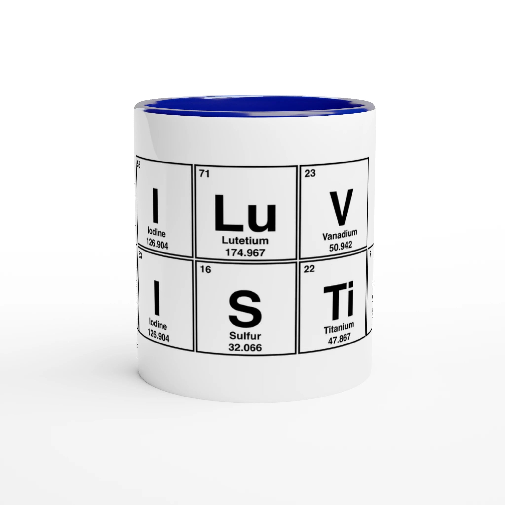 I LuV FISTIn periodic table mug cup adult sex novelty yellow blue 3