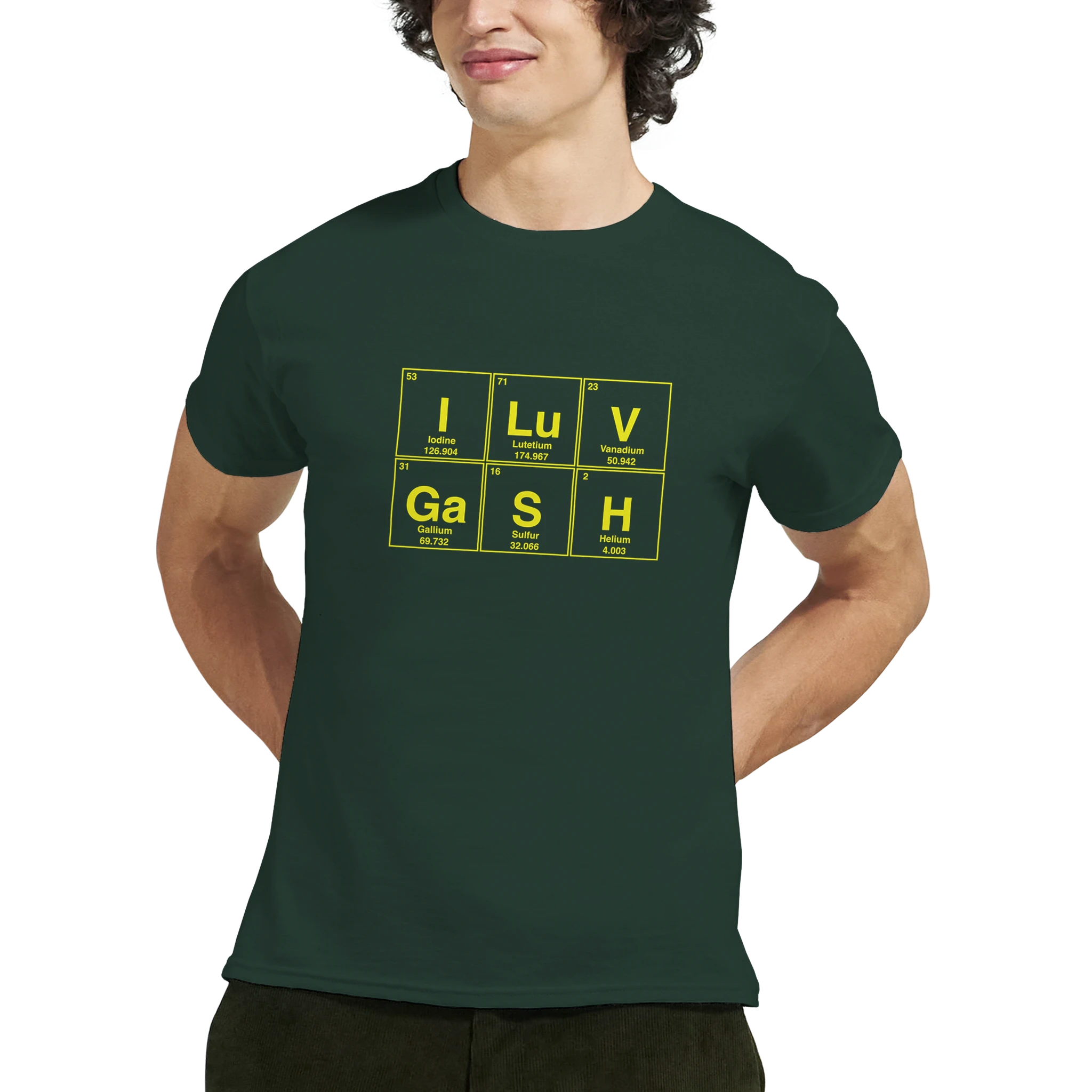 I LuV GaSH periodic table adult novelty tshirt sex forest green