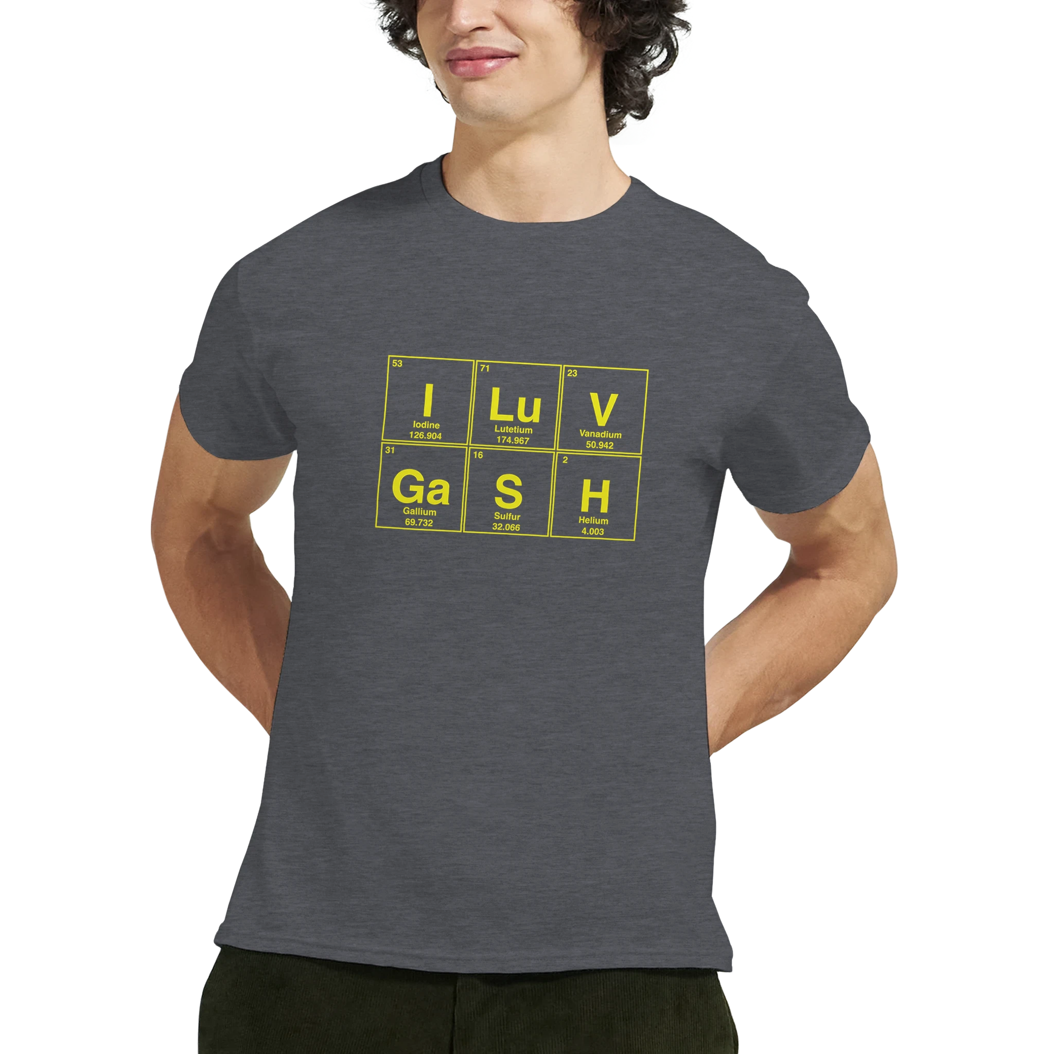 I LuV GaSH periodic table adult novelty tshirt sex heather graphite