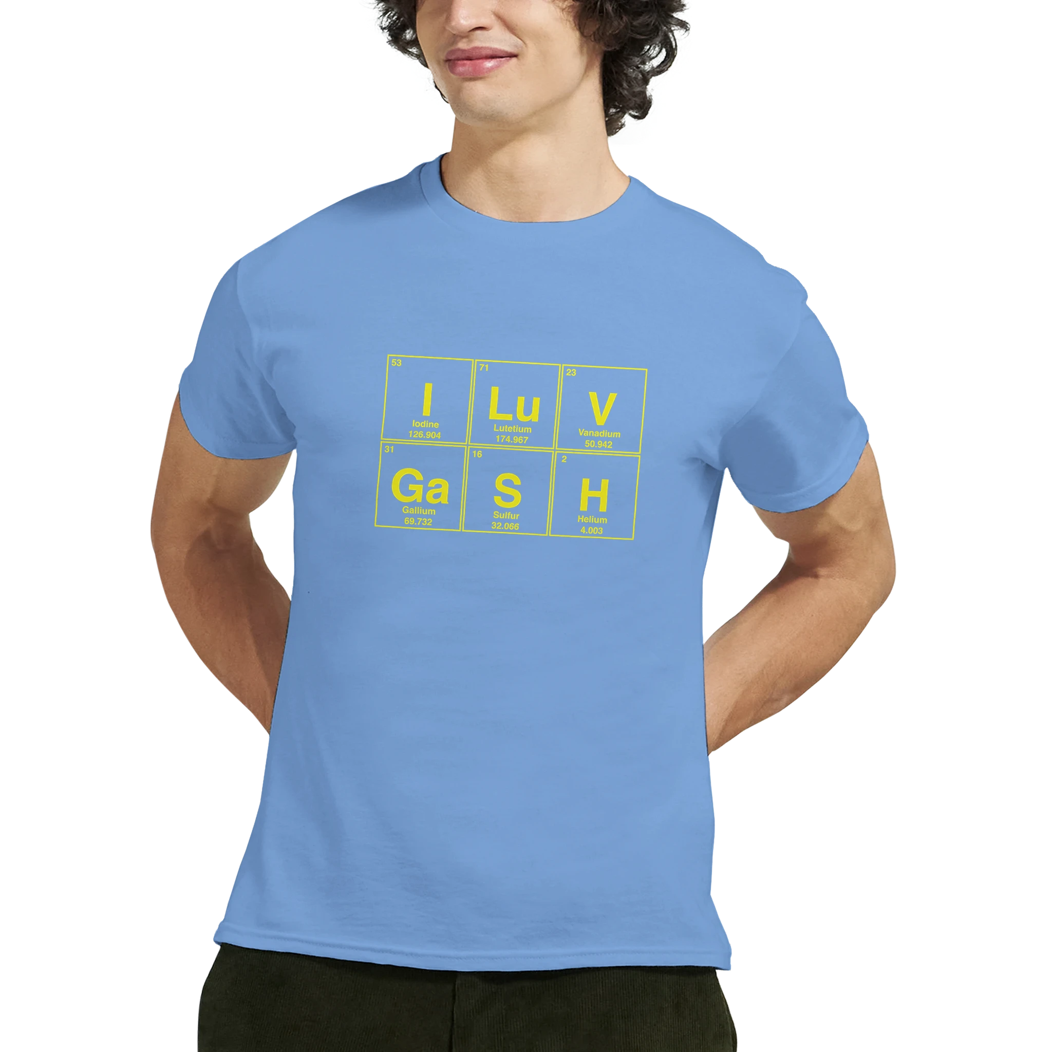 I LuV GaSH periodic table adult novelty tshirt sex light blue