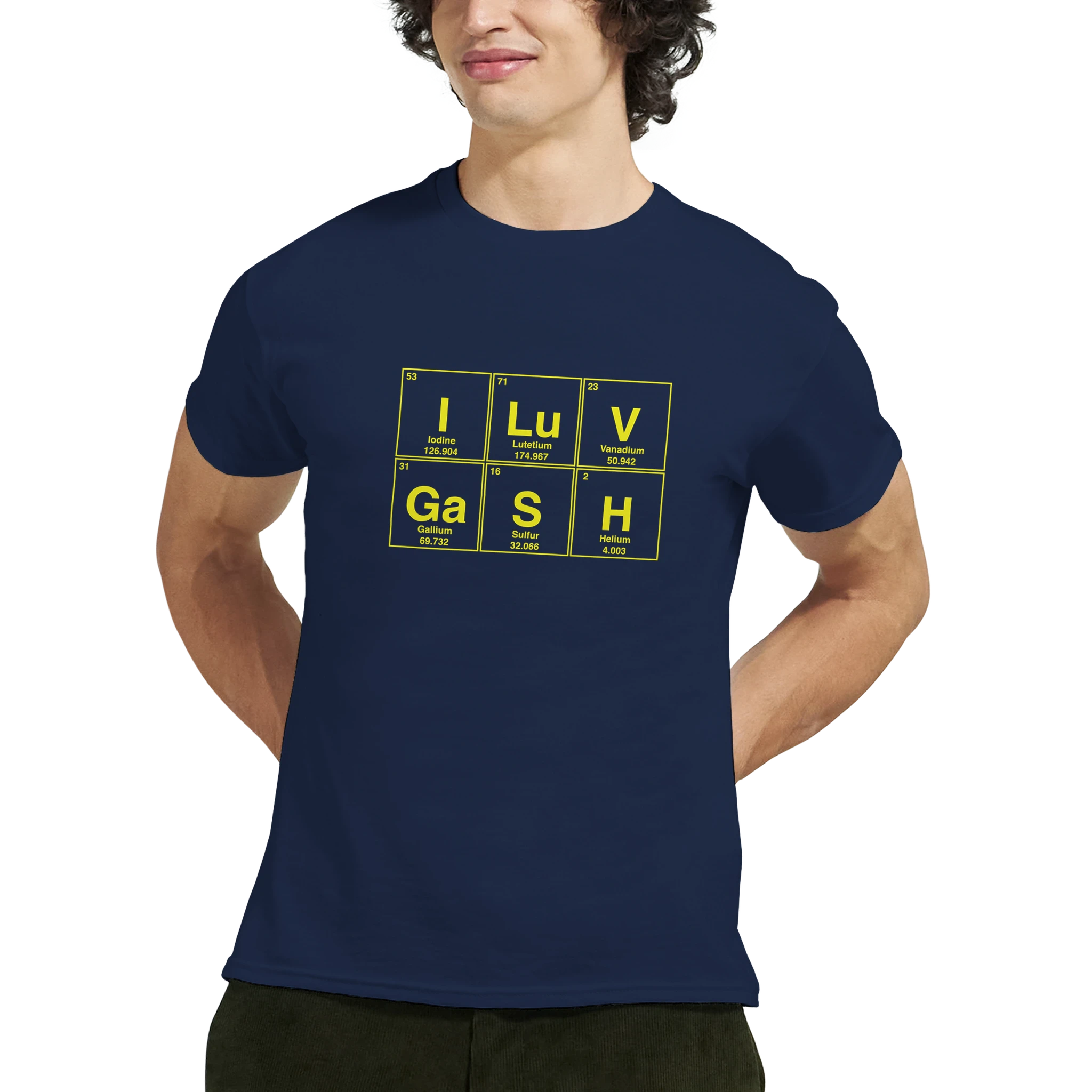 I LuV GaSH periodic table adult novelty tshirt sex navy blue