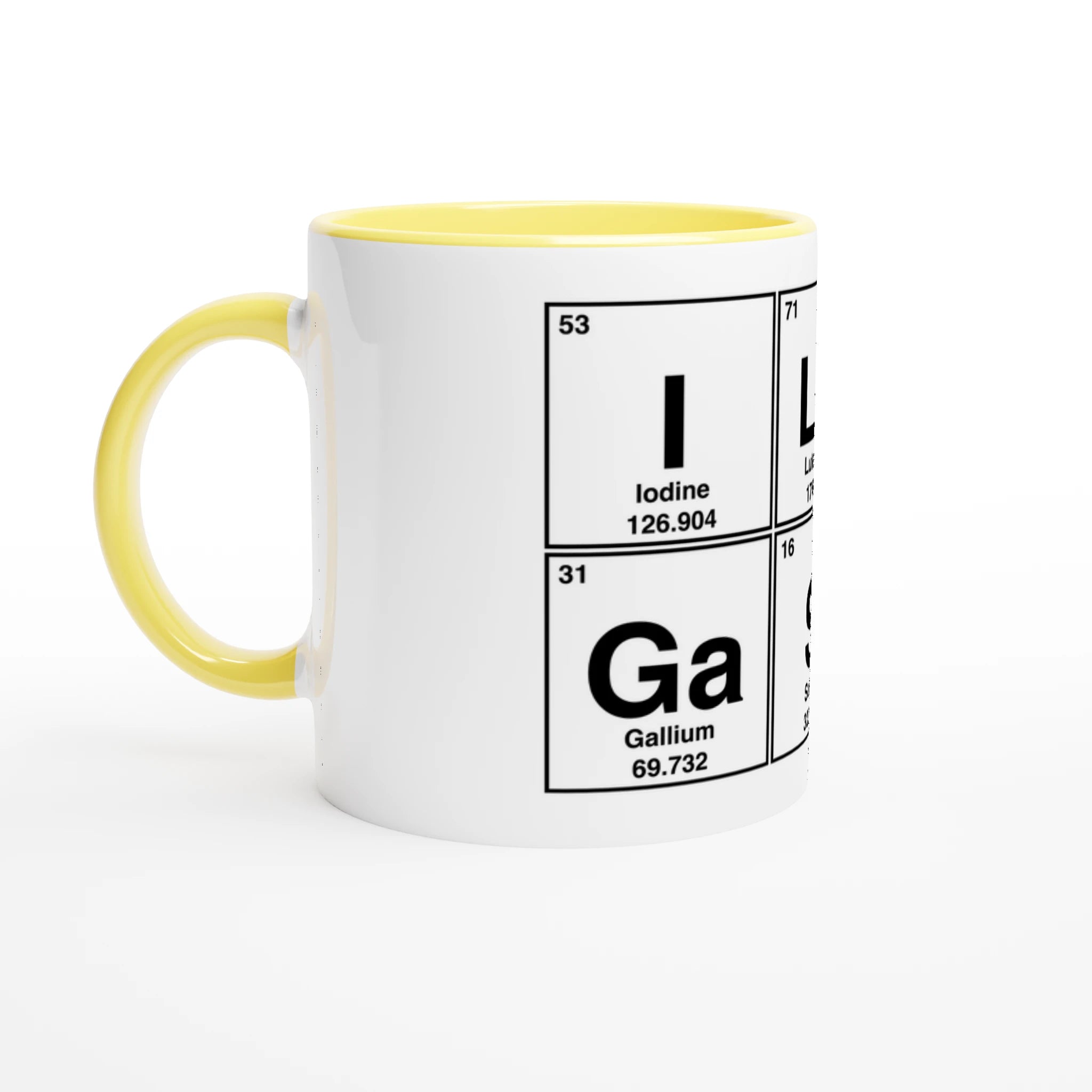 I LuV GaSH periodic table cup mug adult novelty sex yellow