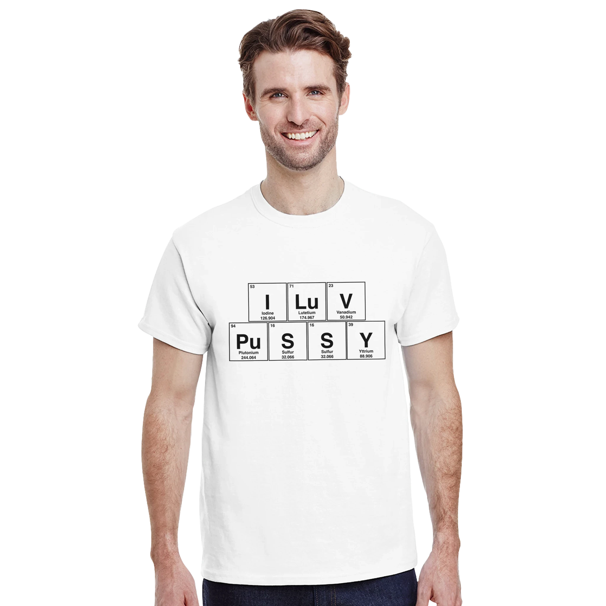 I LuV PuSSY periodic table adult novelty tshirt sex white 4