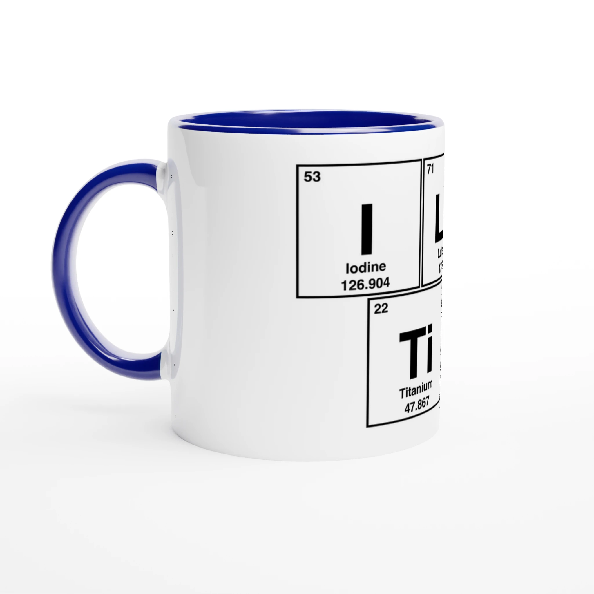 I LuV TiTs periodic table adult novelt sex cup mug blue