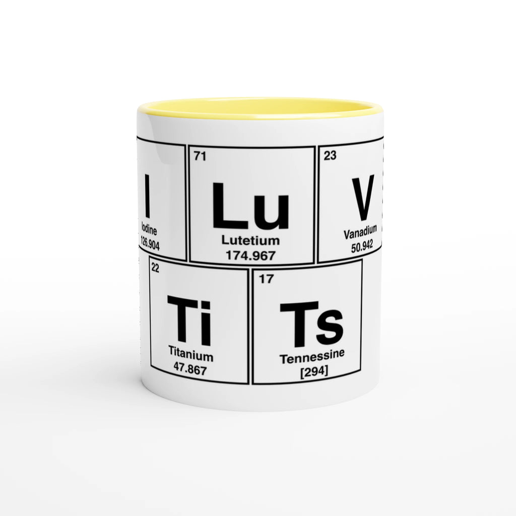 I LuV TiTs periodic table adult novelt sex cup mug yellow 2