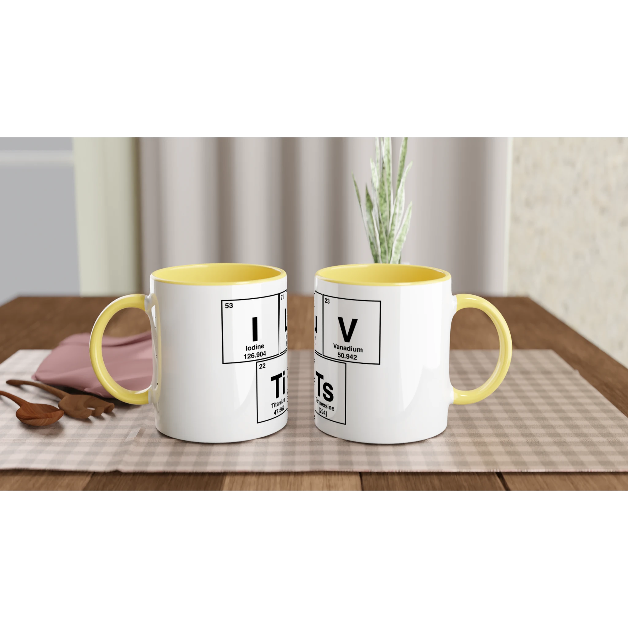 I LuV TiTs periodic table adult novelt sex cup mug yellow pair