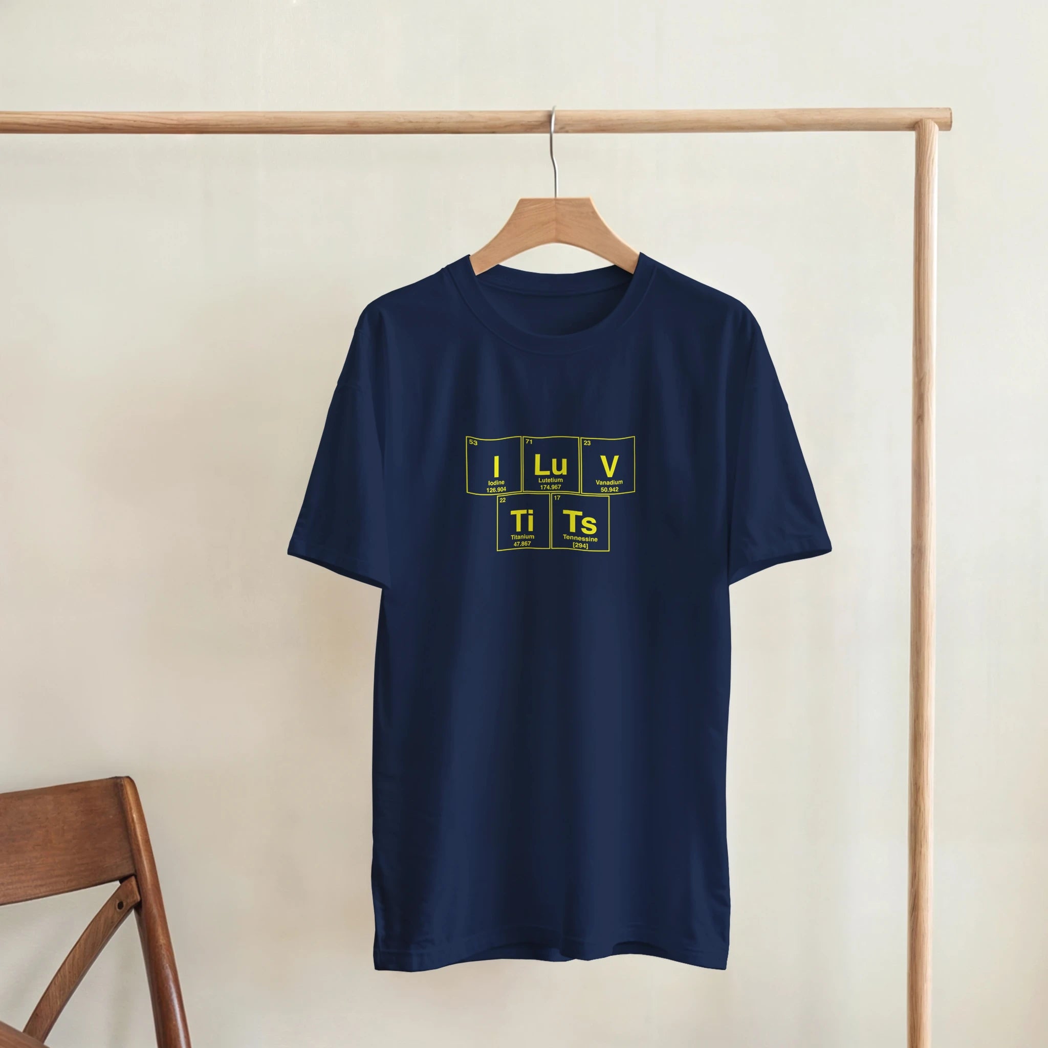 I LuV TiTs periodic table adult novelty tshirt navy blue