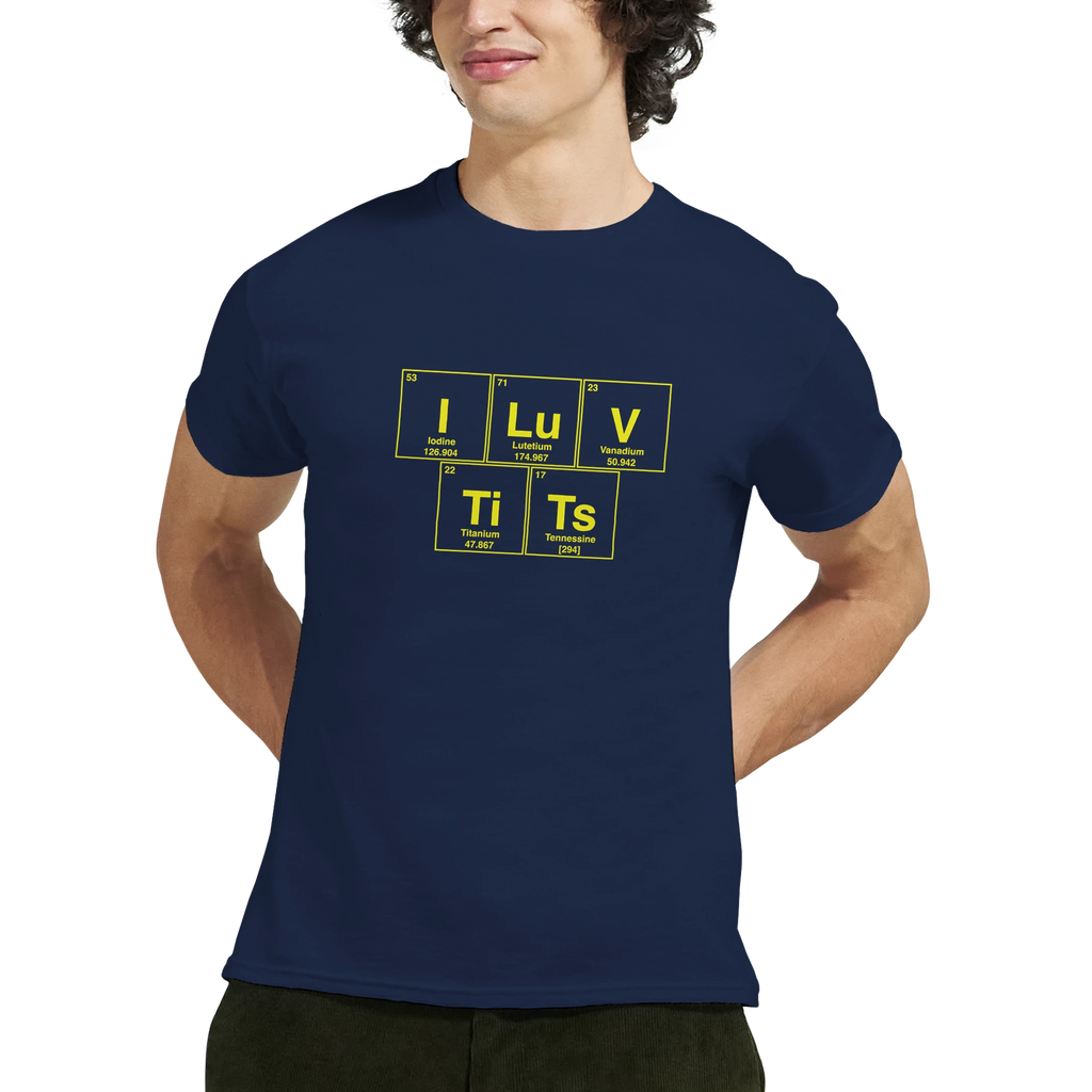 I LuV TiTs periodic table adult novelty tshirt navy blue 3