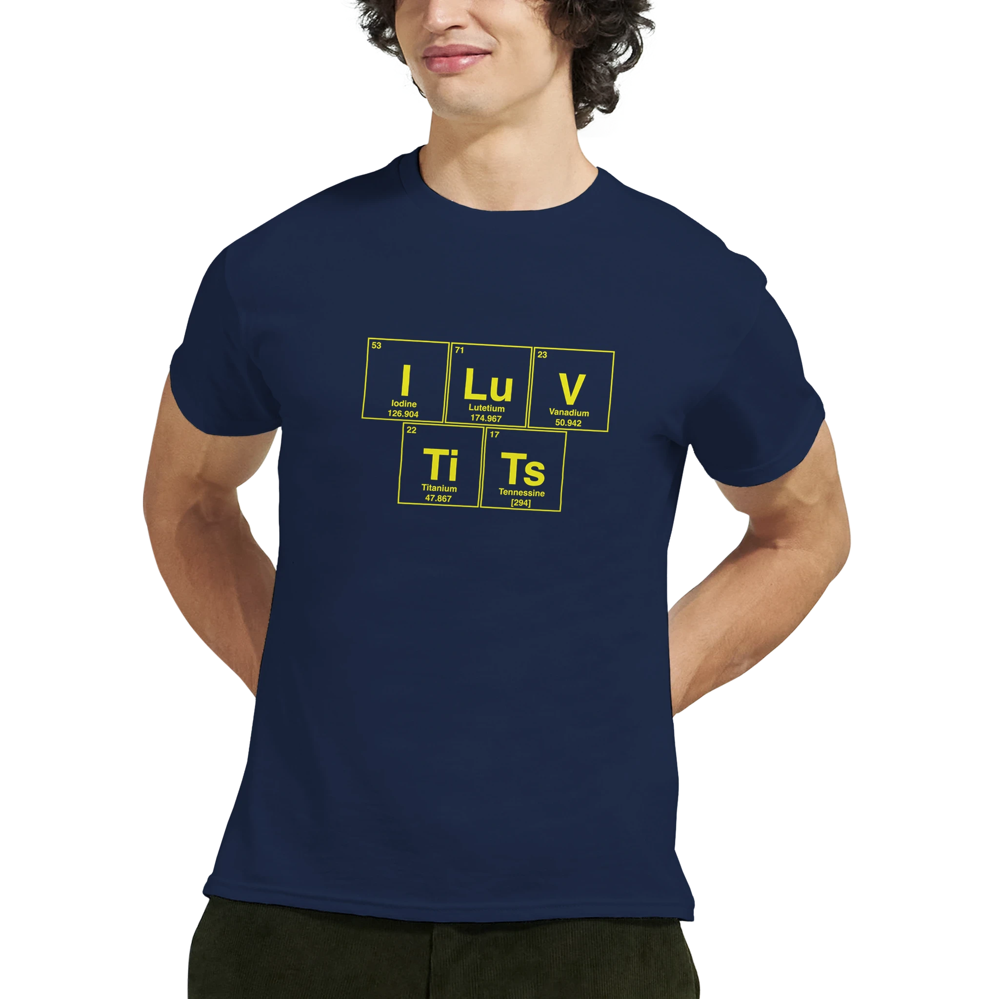 I LuV TiTs periodic table adult novelty tshirt navy blue 3
