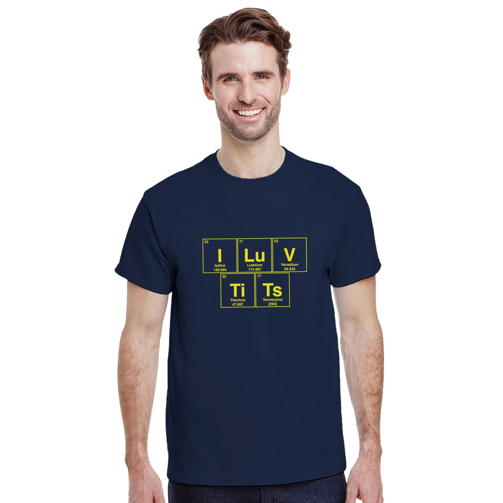 I LuV TiTs periodic table adult novelty tshirt navy blue 6