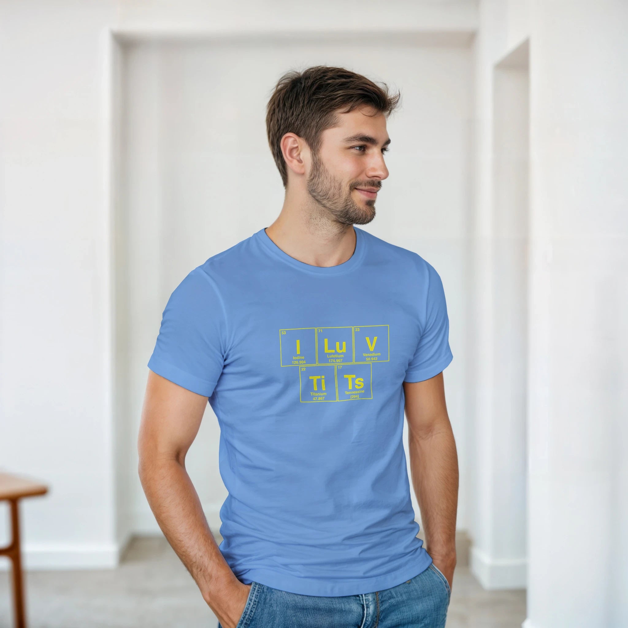 I LuV TiTs periodic table adult novelty tshirt sex light blue