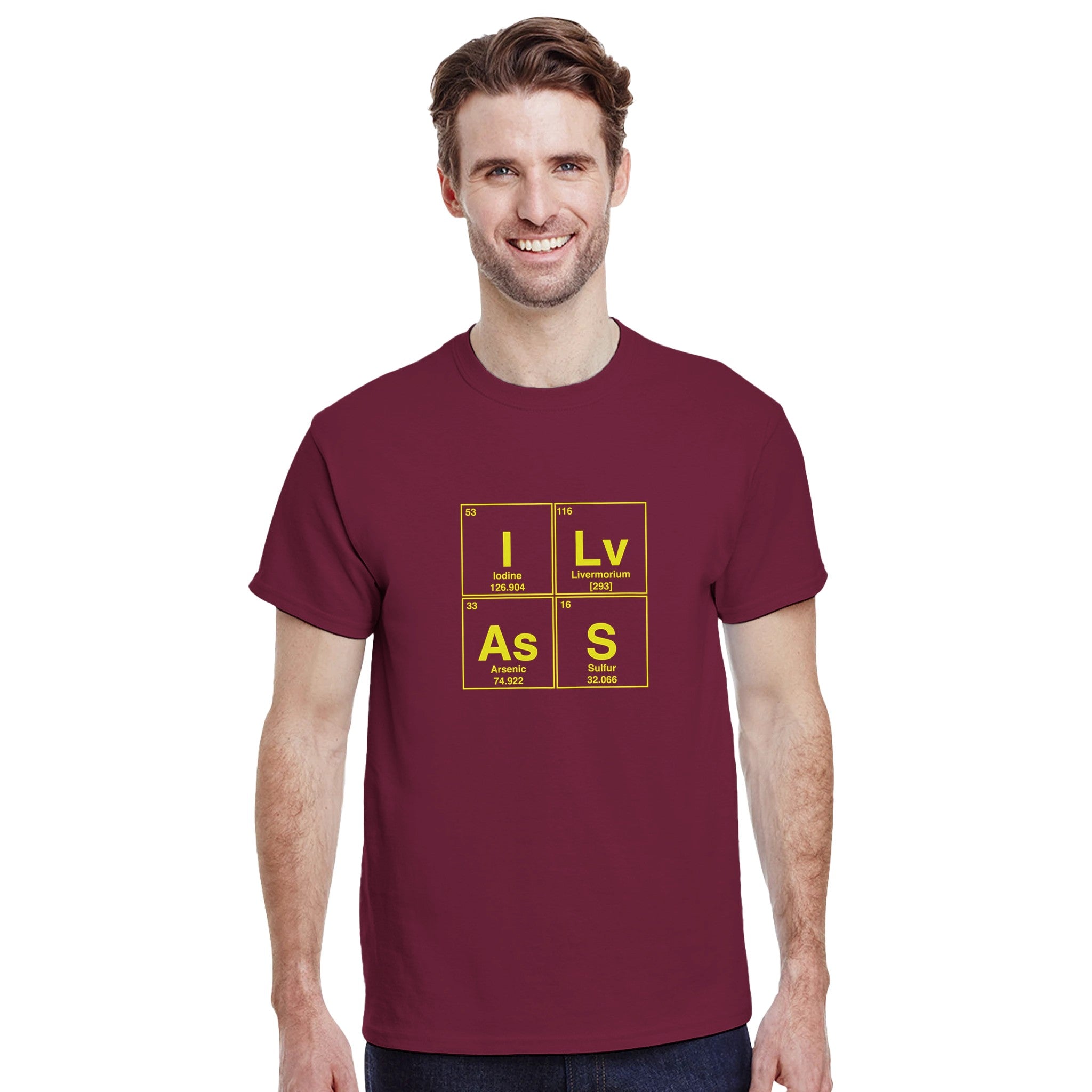 I Lv AsS periodic table adult novelty tshirt sex burgundy