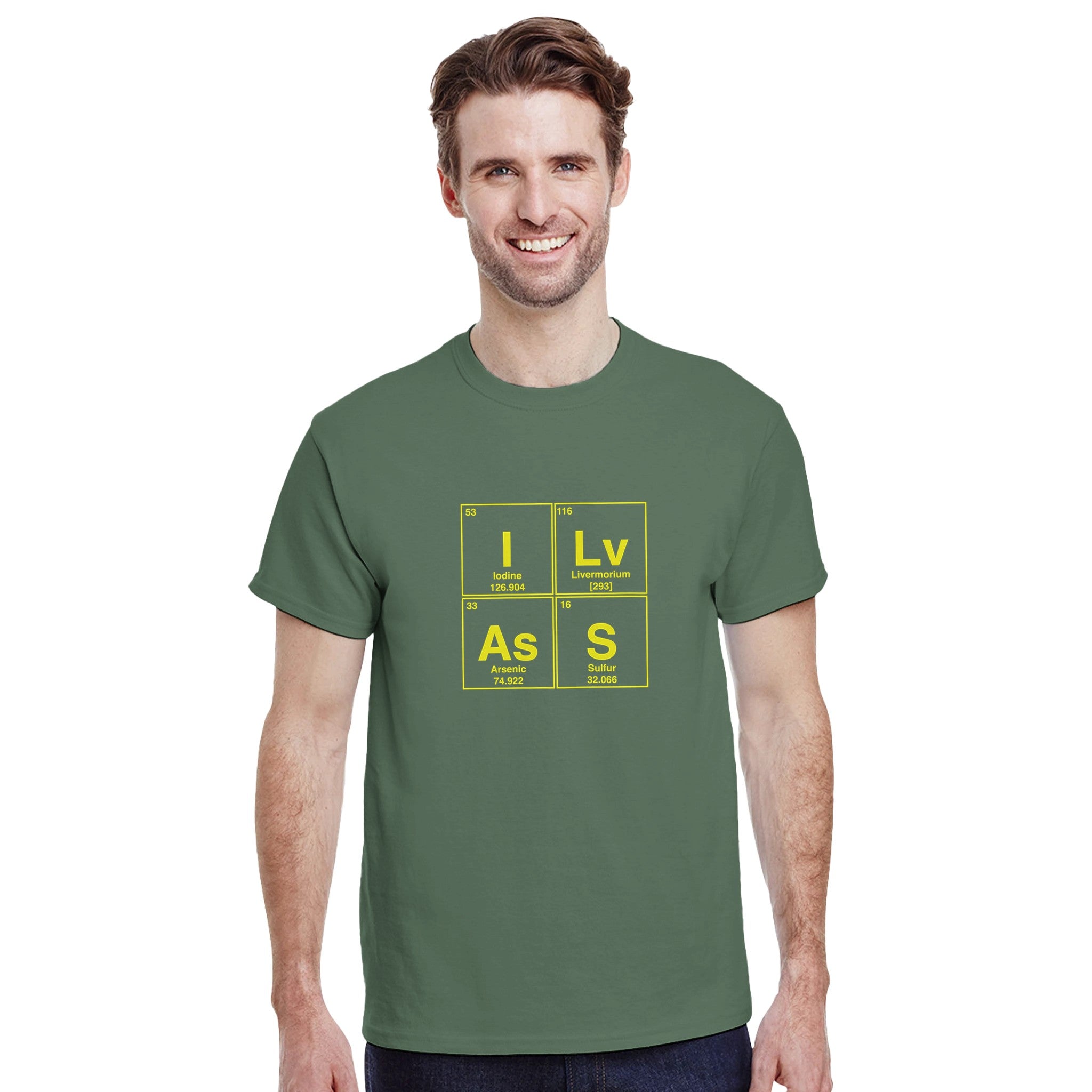 I Lv AsS periodic table adult novelty tshirt sex military green
