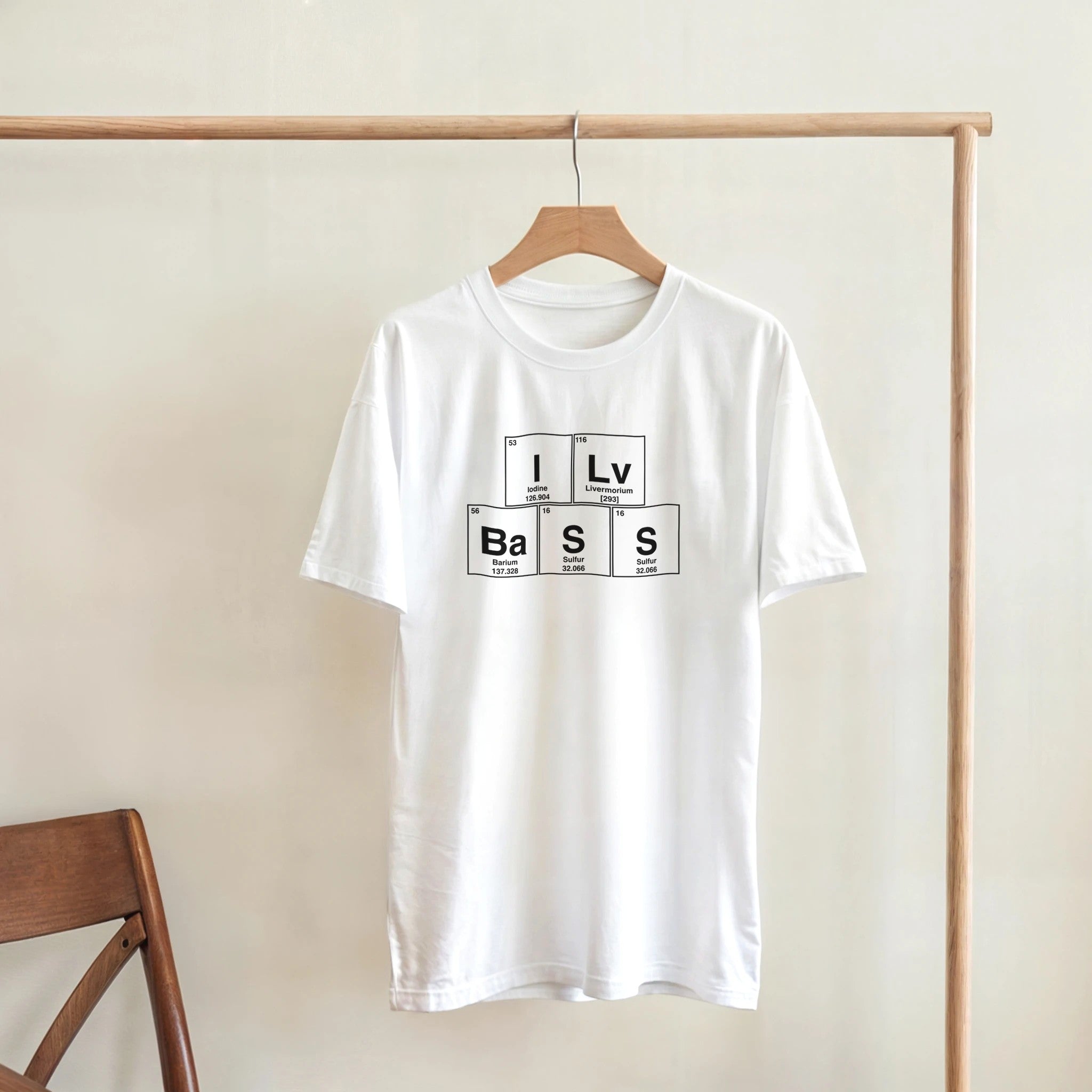 I Lv BaSS periodic table aduly novelty tshirt white 4