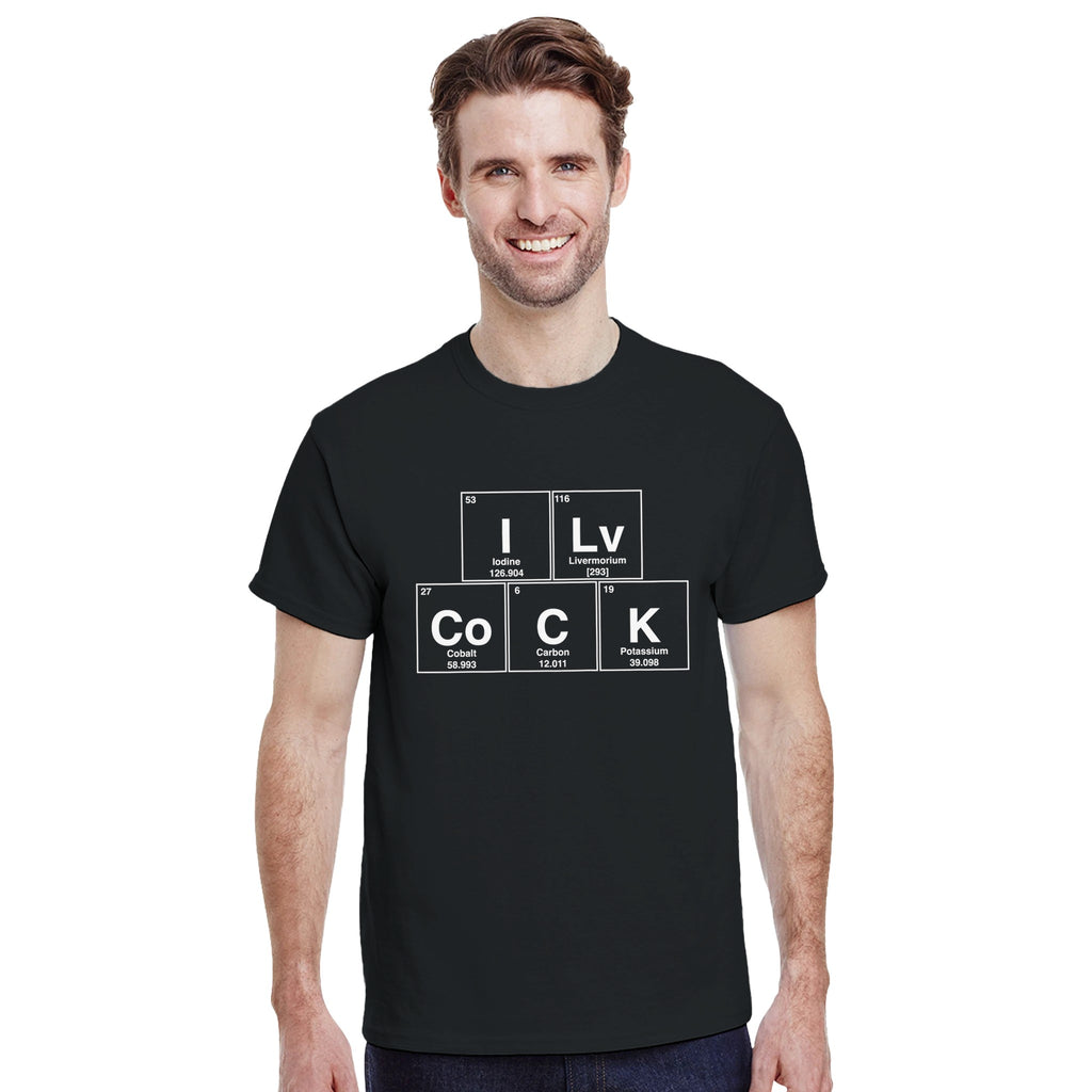 I Lv CoCK periodic table adult novelty tshirt sex black 2