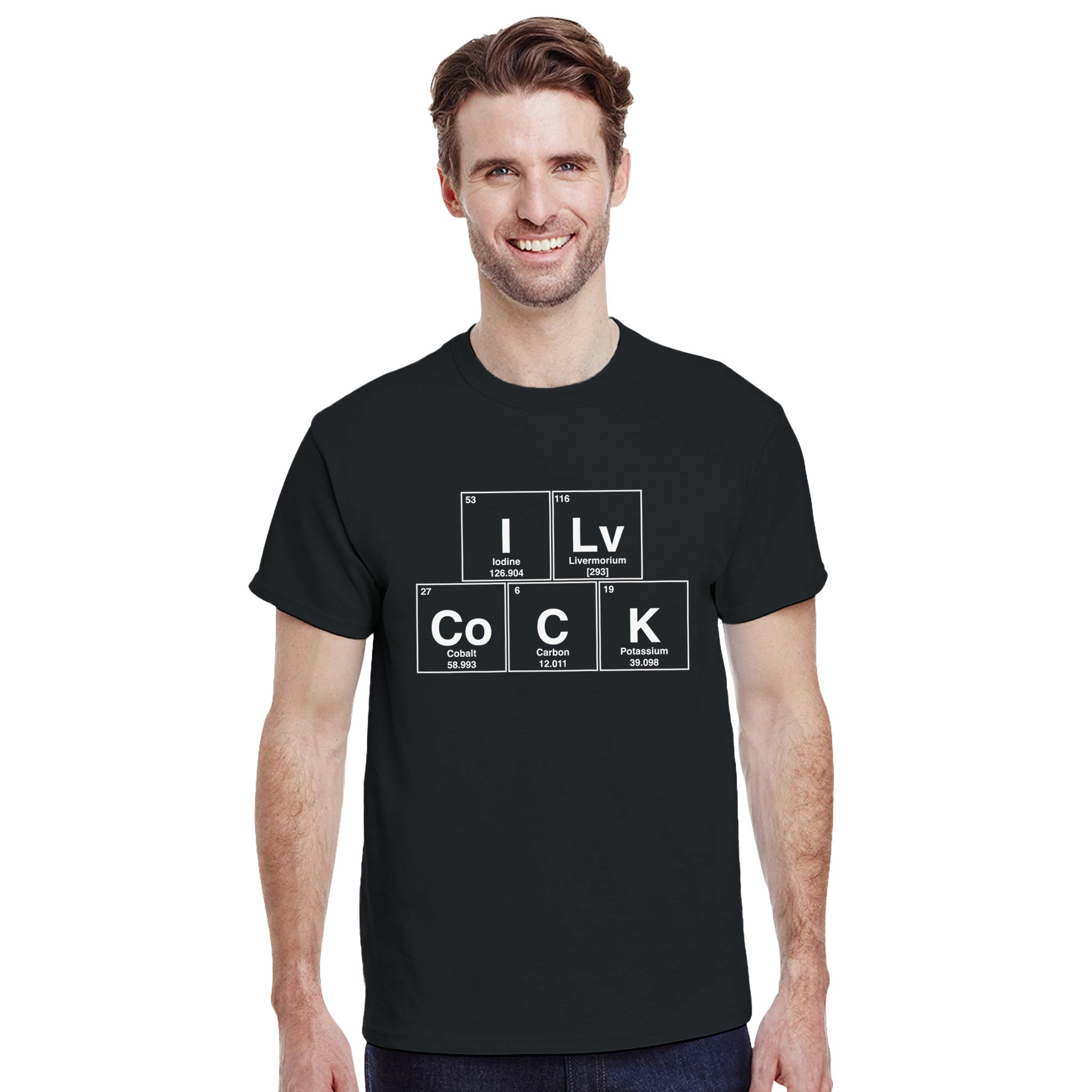I Lv CoCK periodic table adult novelty tshirt sex black 2