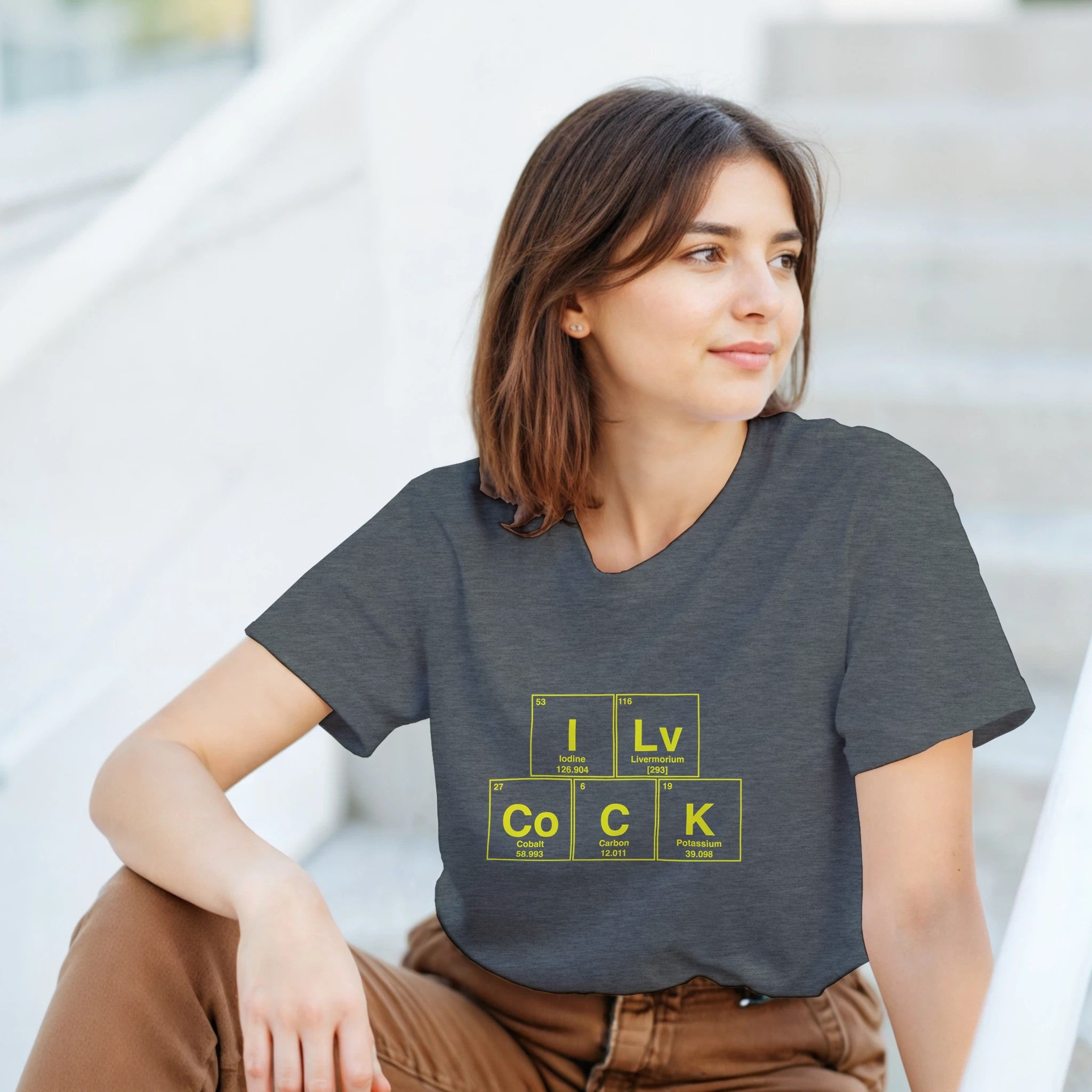 I Lv CoCK periodic table adult novelty tshirt sex dark grey 2