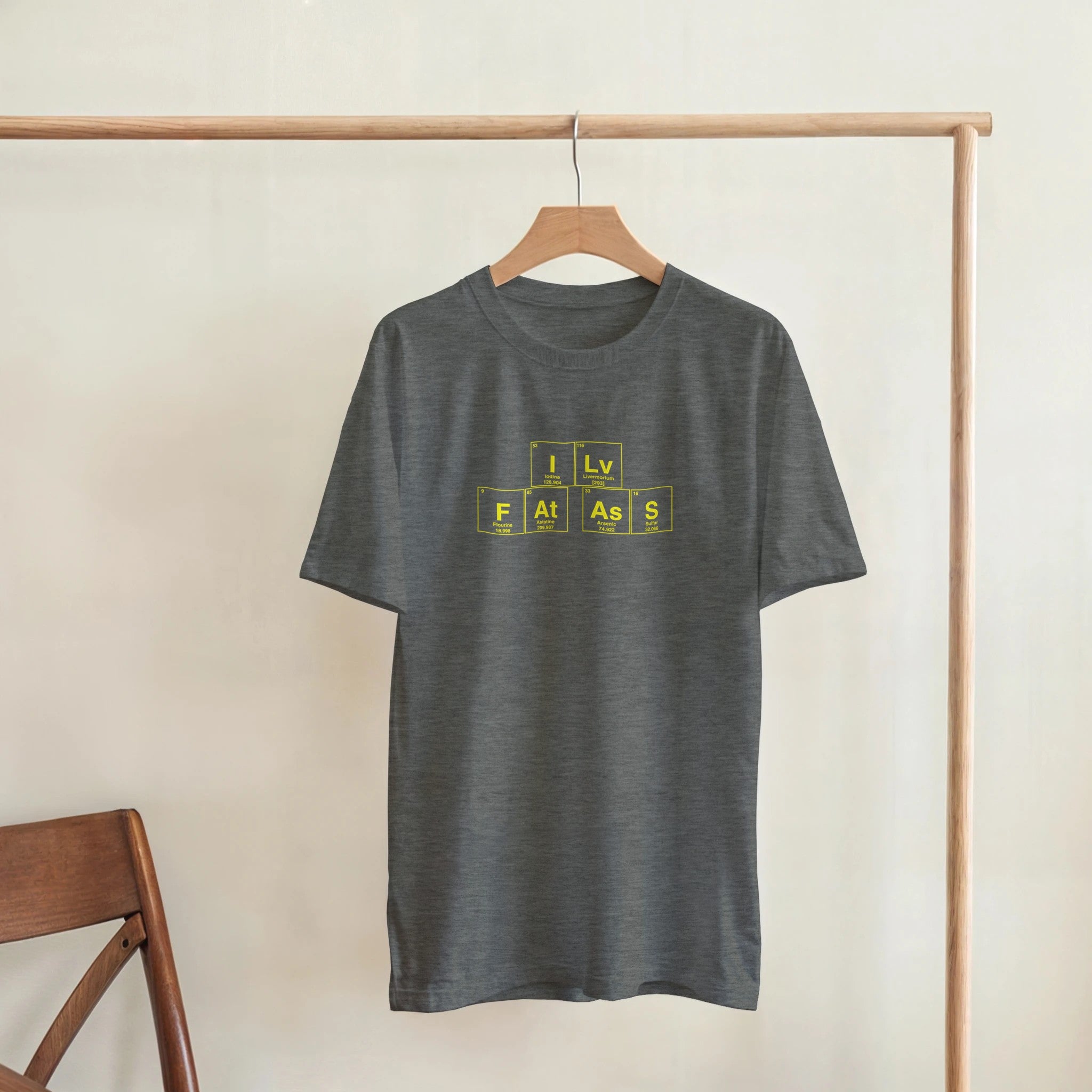 I Lv FAt AsS periodic table adult novelty tshirt sex dark grey