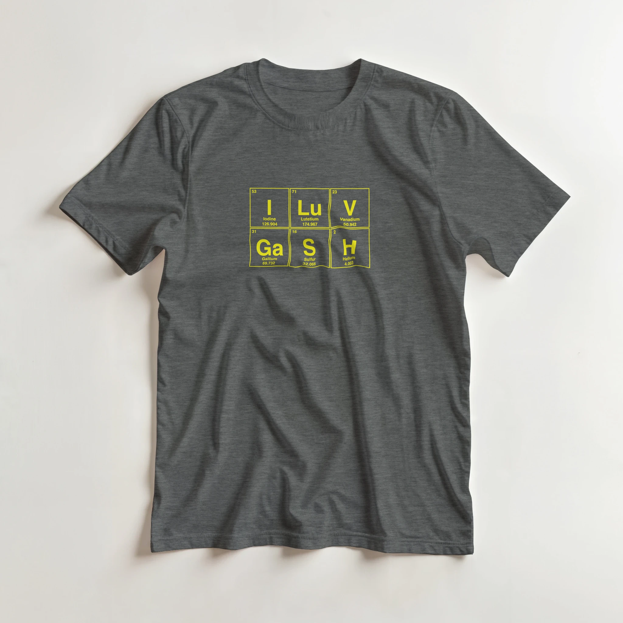 I Lv GaSH periodic table adult novelty tshirt sex graphite heather 2