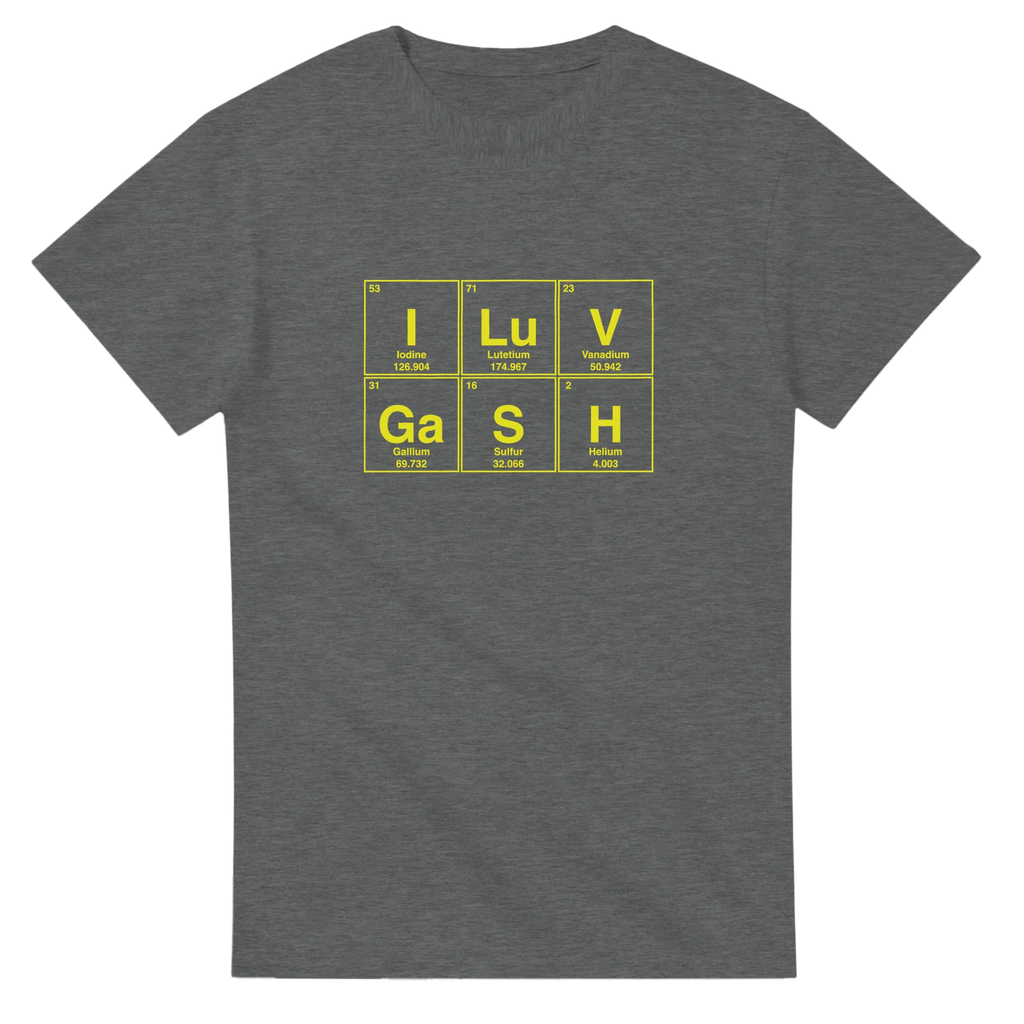 I Lv GaSH periodic table adult novelty tshirt sex graphite heather 3