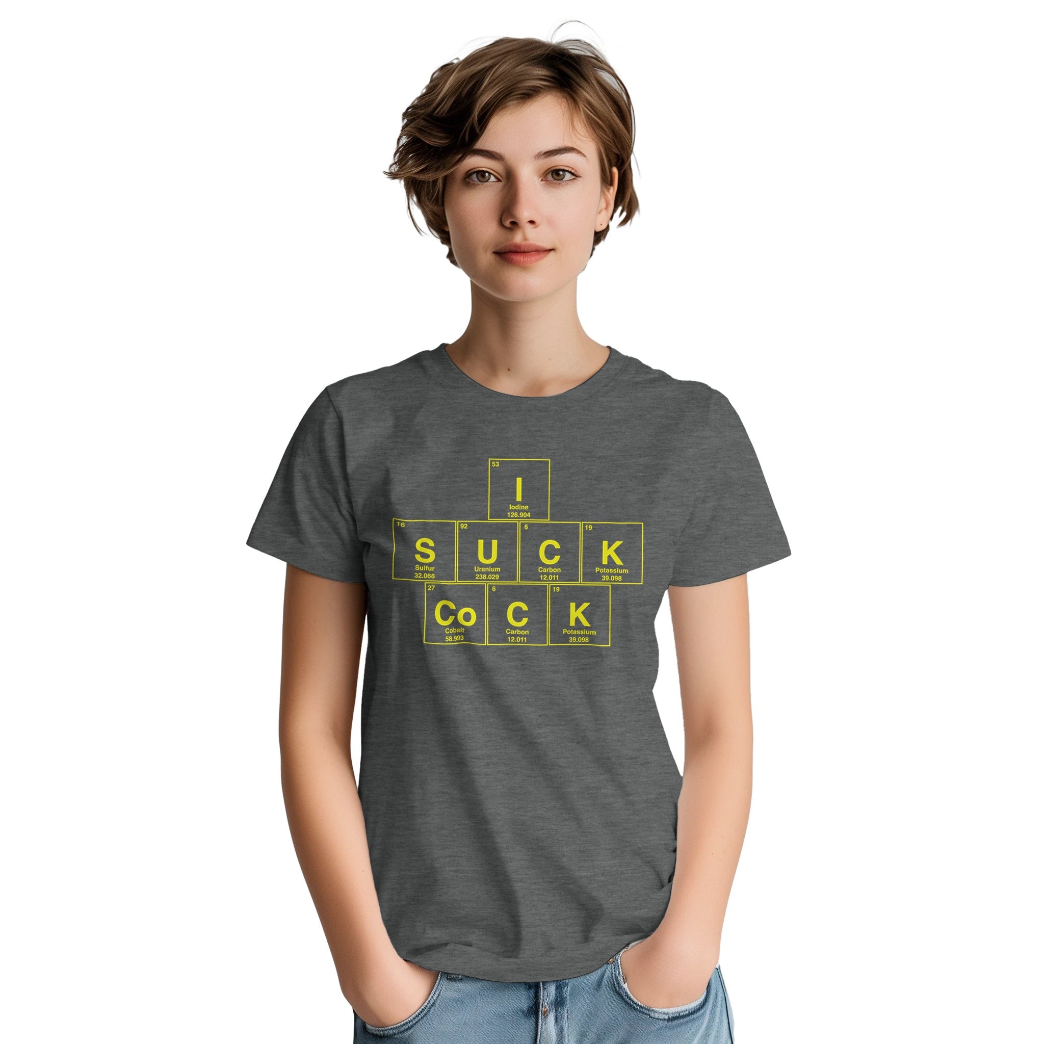I SUCK CoCK periodic table adult novelty tshirt sex dark grey