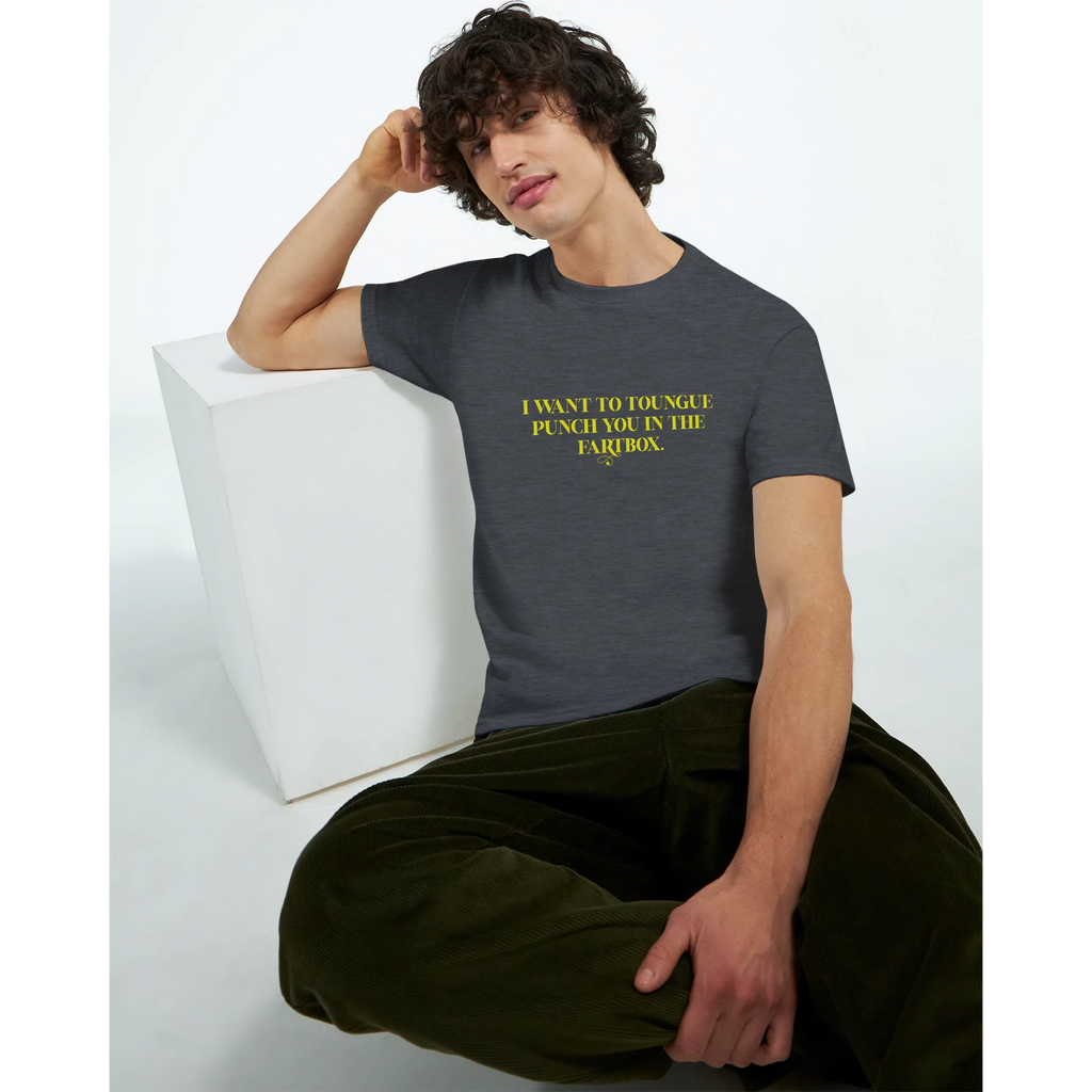I WANT TO TONGUE PUNCH YOU IN THE FARTBOX ADULT NOVELTY TSHIRT GRAPHITE HEATHER 6