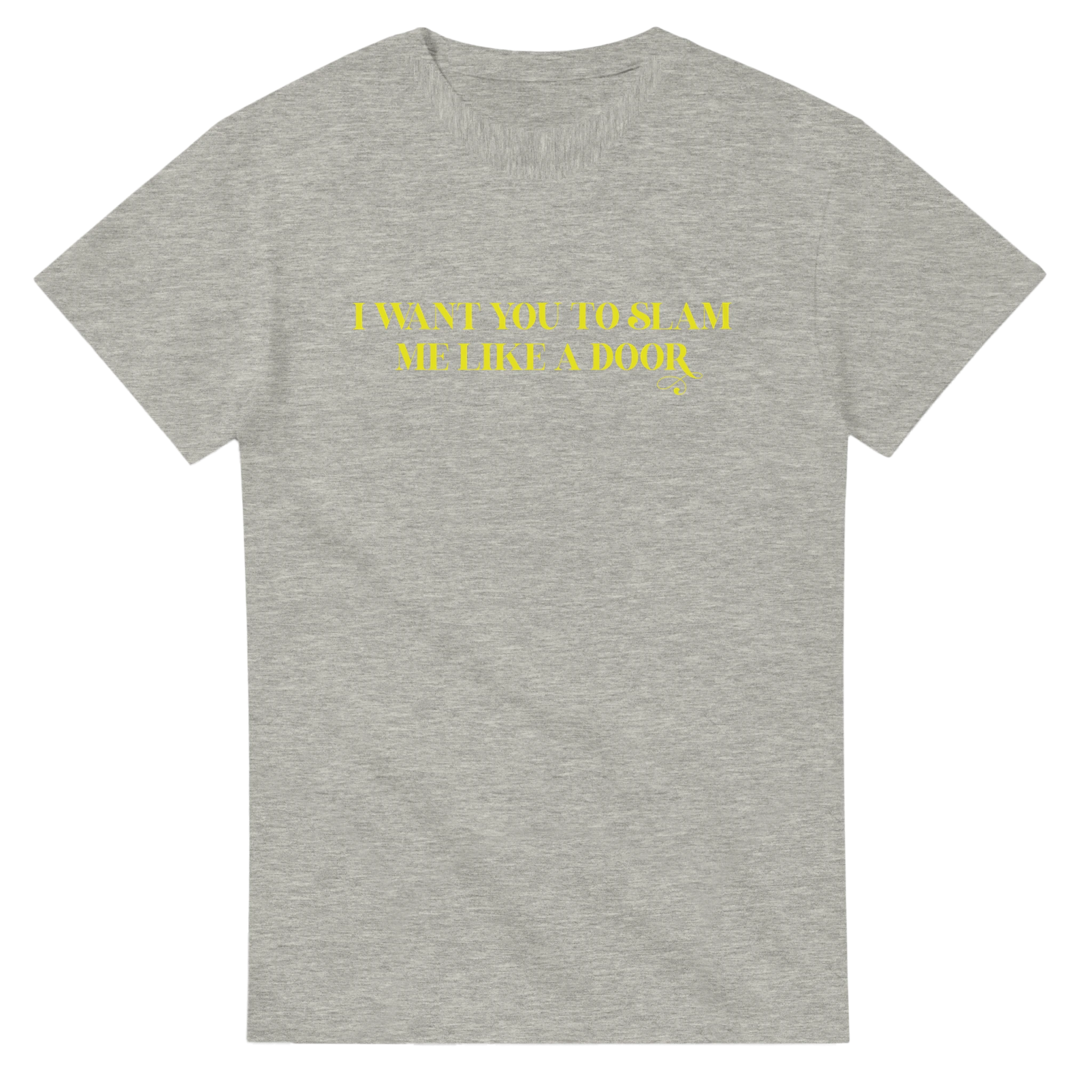 I WANT YOU TO SLAM ME LIKE A DOOR ADULT NOVELTY TSHIRT ASH