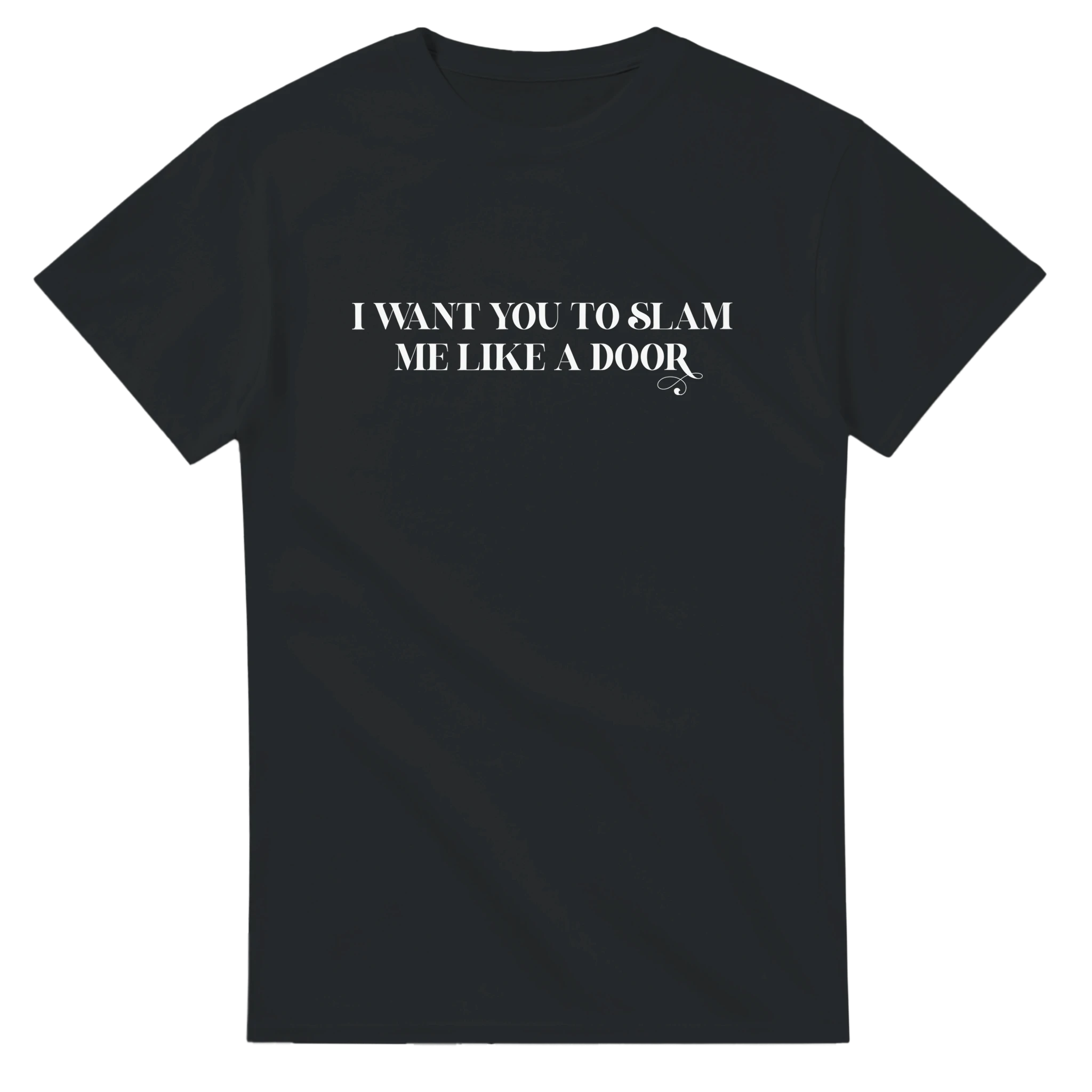 I WANT YOU TO SLAM ME LIKE A DOOR ADULT NOVELTY TSHIRT BLACK