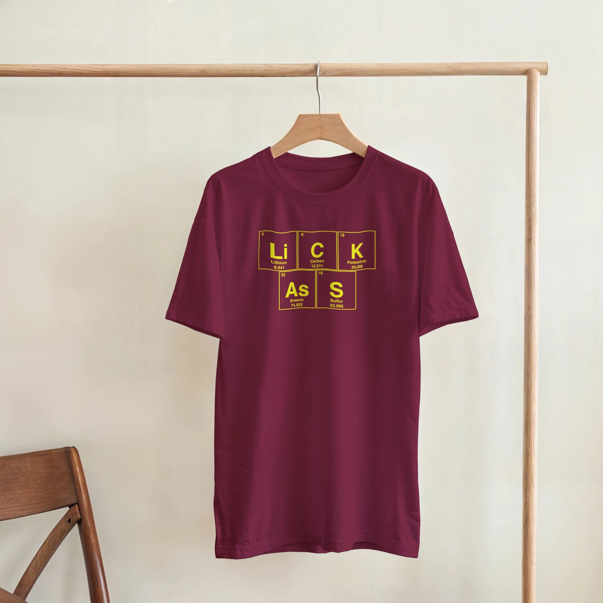LiCK AsS periodic table adult novelty tshirt sex rimming burgundy