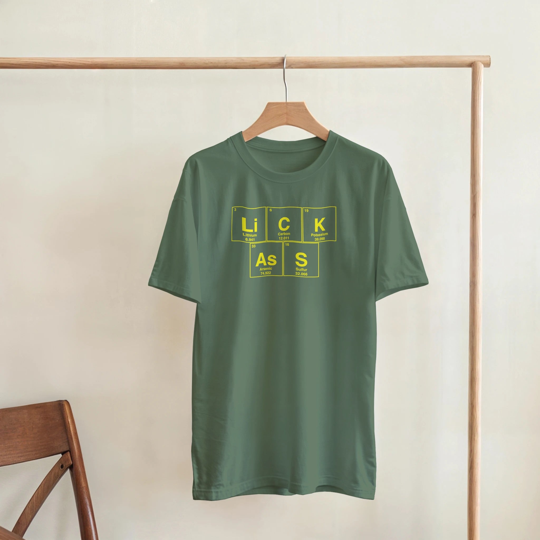 LiCK AsS periodic table adult novelty tshirt sex rimming military green