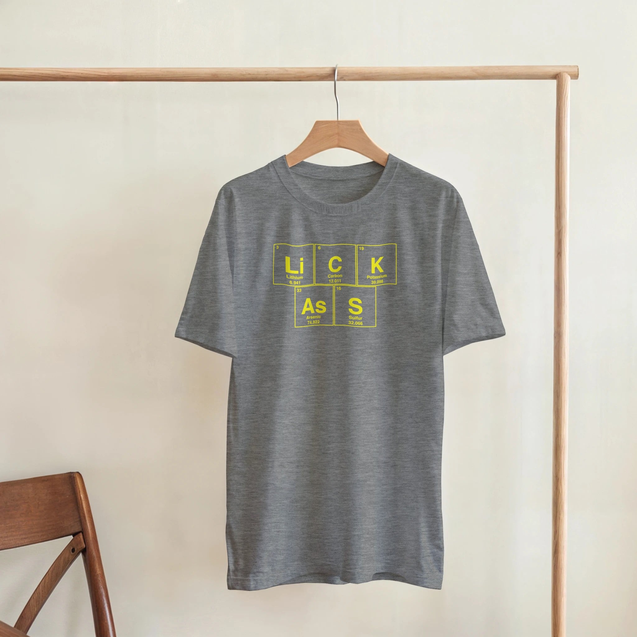 LiCK AsS periodic table adult novelty tshirt sex rimming sport grey