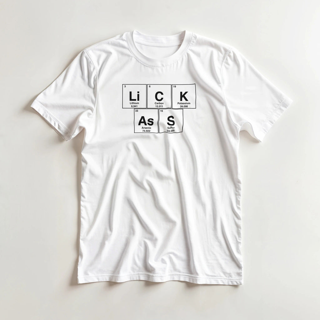 LiCK AsS periodic table adult novelty tshirt sex rimming white 4
