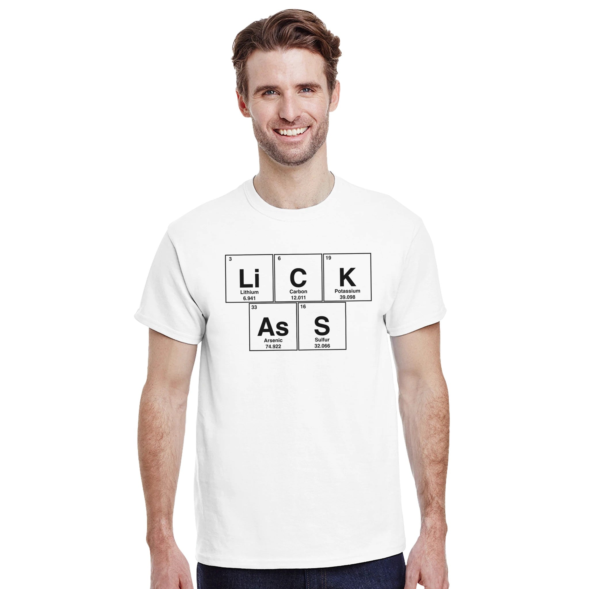 LiCK AsS periodic table adult novelty tshirt sex rimming white 6