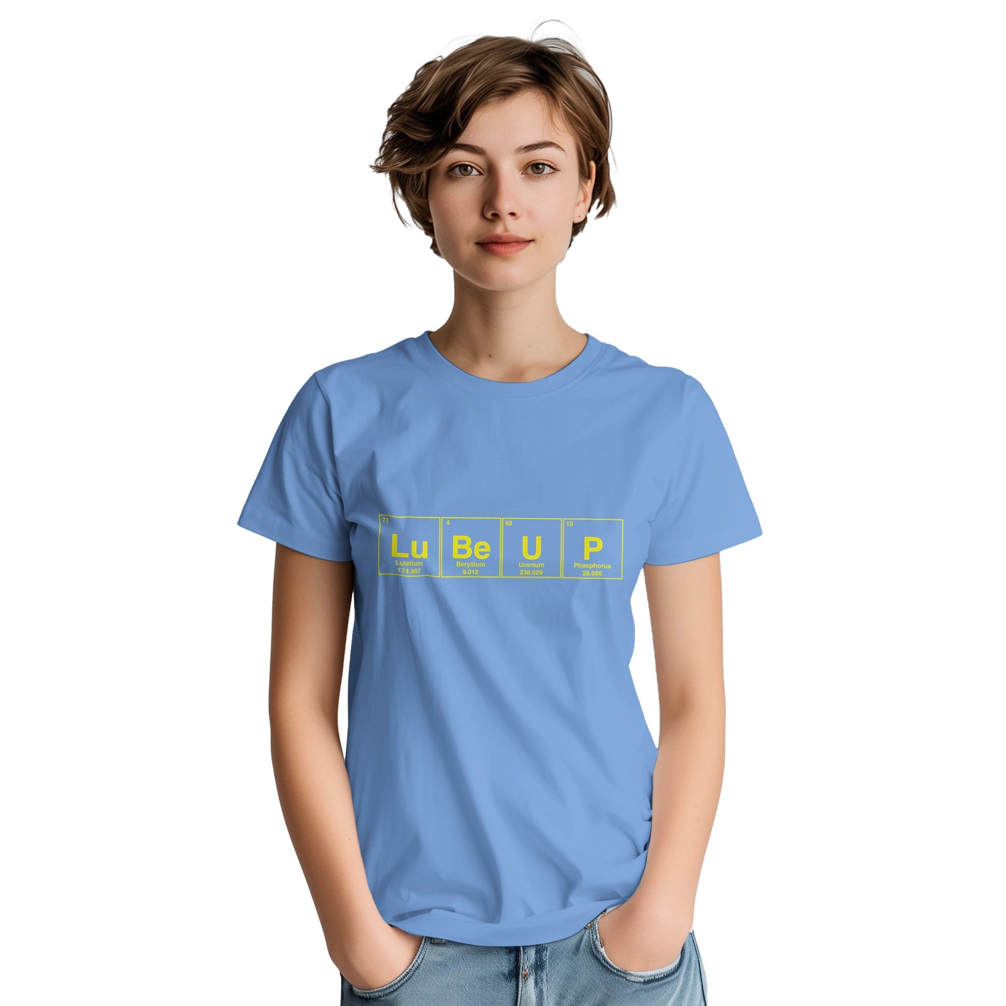 LuBe UP periodic table adult novelty tshirt sex light blue 3