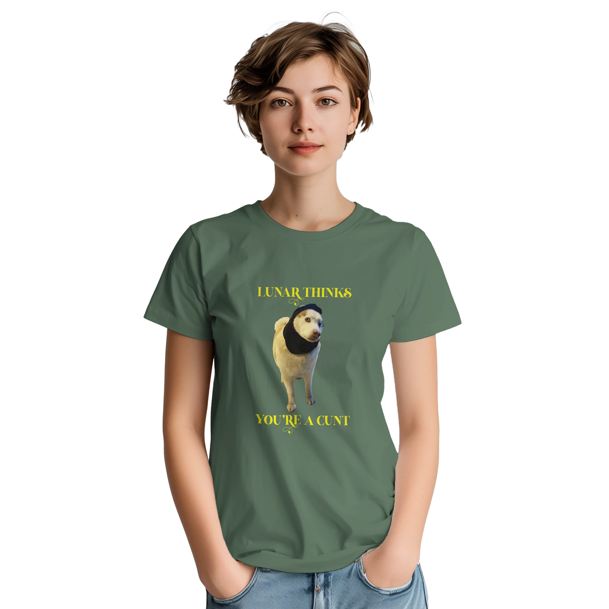 Lunar thinks you're a cunt novelty adult tshirt military green