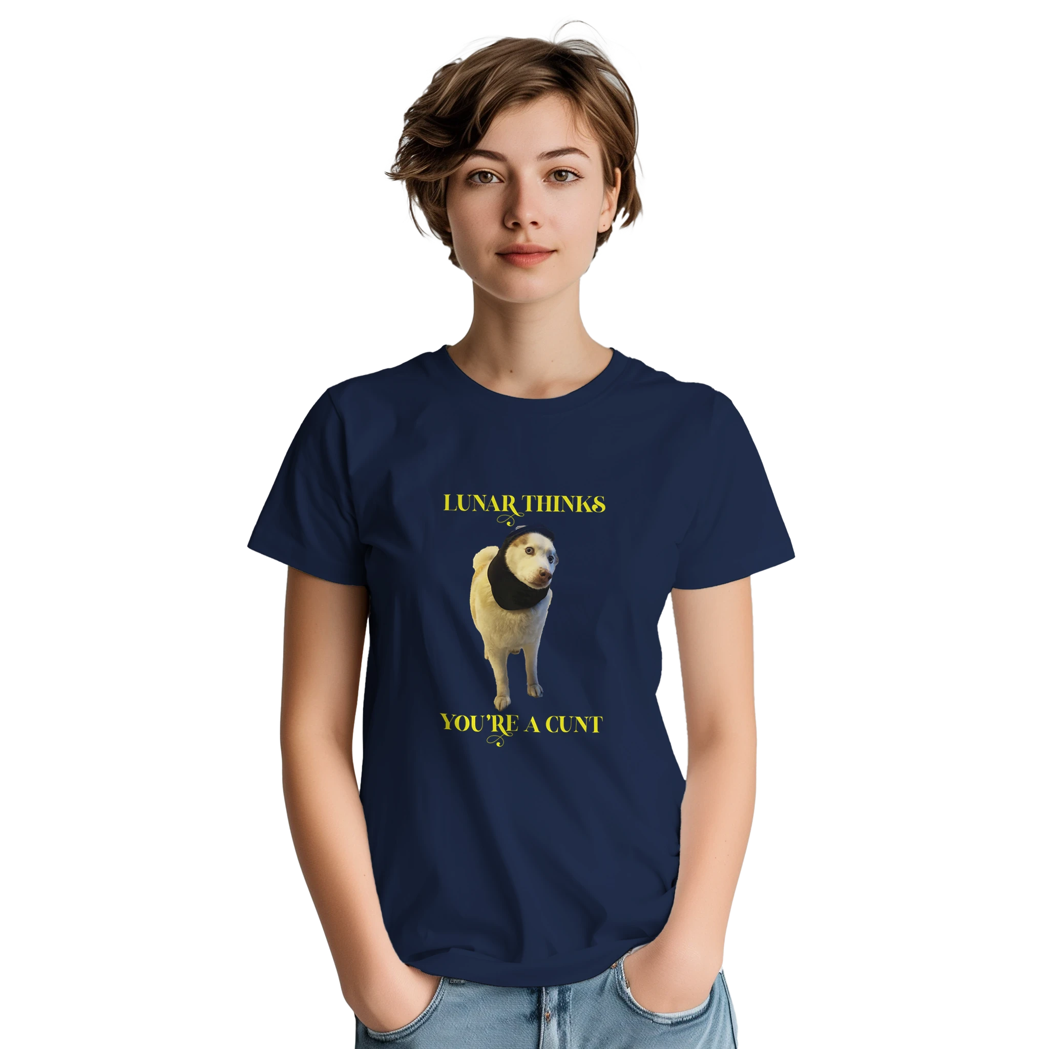 Lunar thinks you're a cunt novelty adult tshirt navy blue