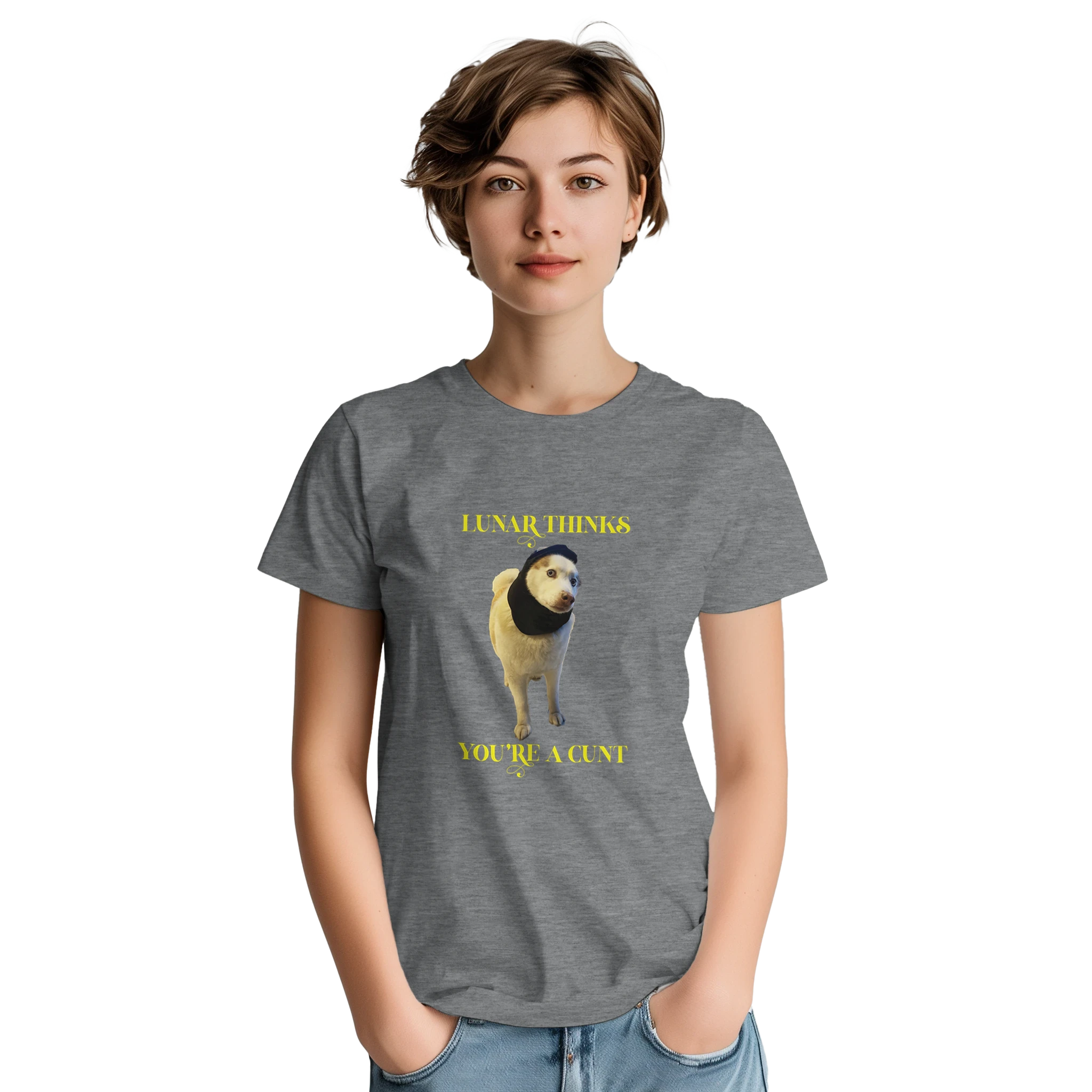 Lunar thinks you're a cunt novelty adult tshirt sport grey