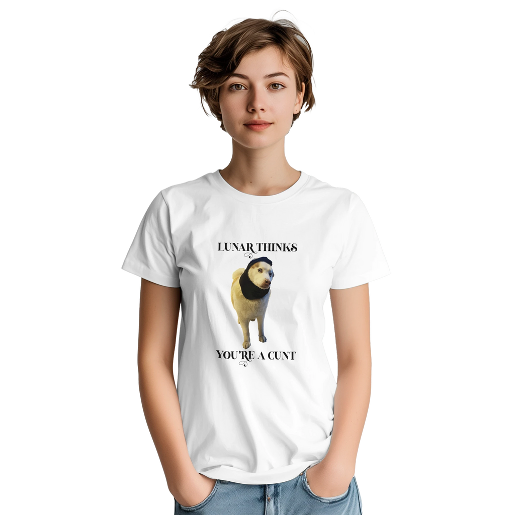 Lunar thinks you're a cunt novelty adult tshirt white