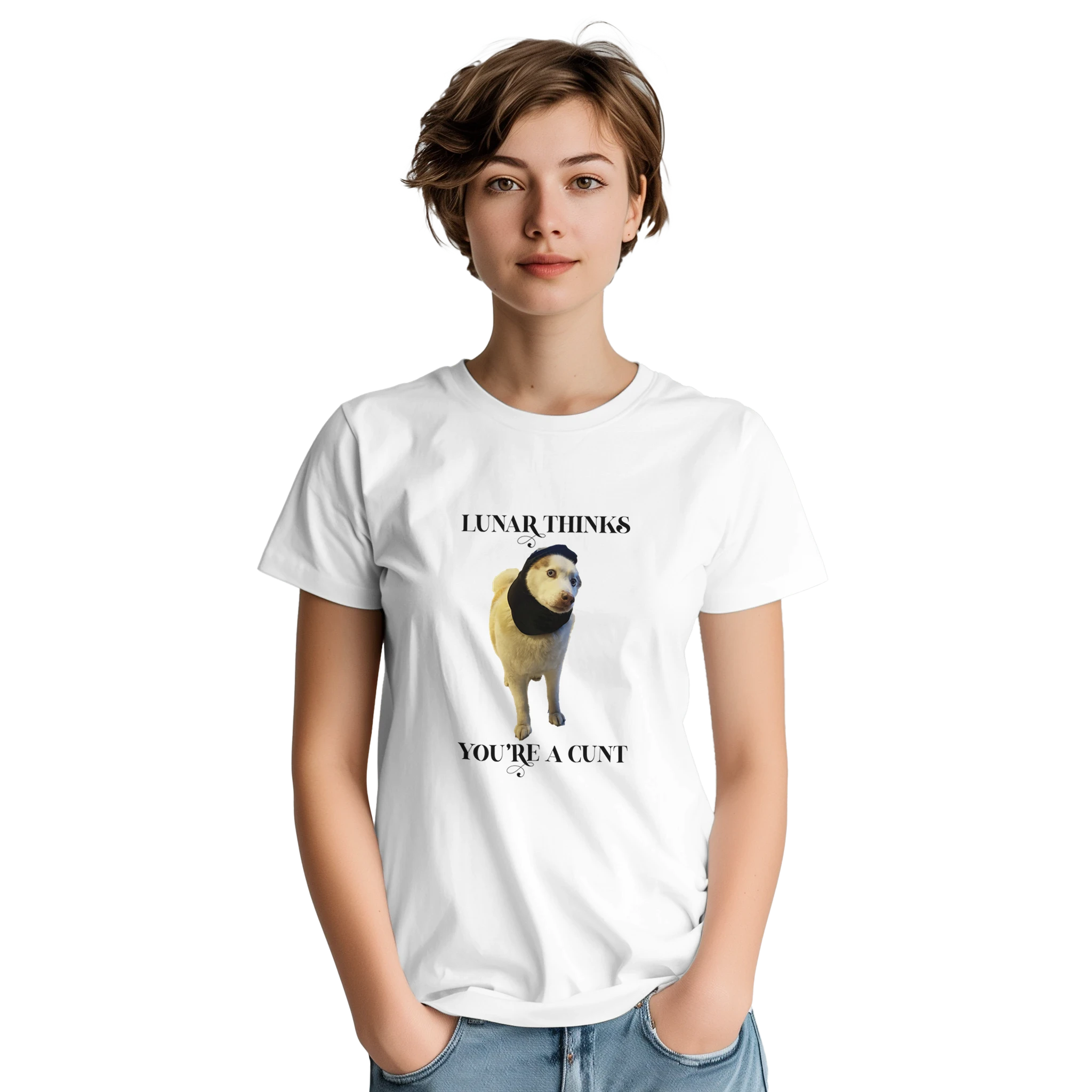 Lunar thinks you're a cunt novelty adult tshirt white