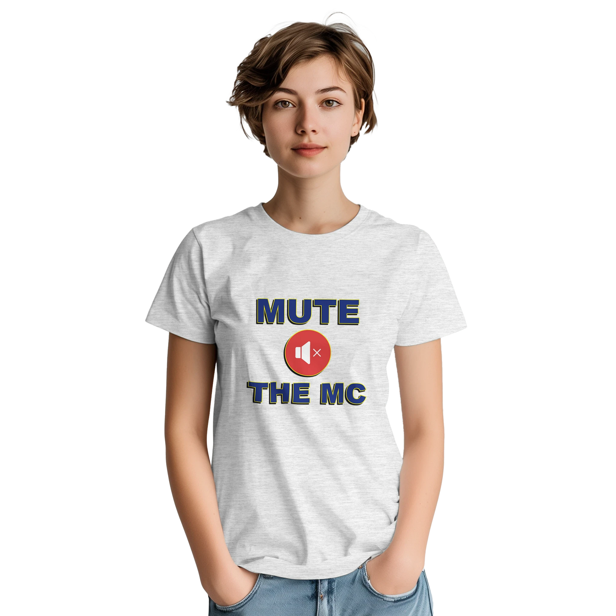 MUTE THE MC ADULT TSHIRT NOVELTY DRUM AND BASS ASH GREY