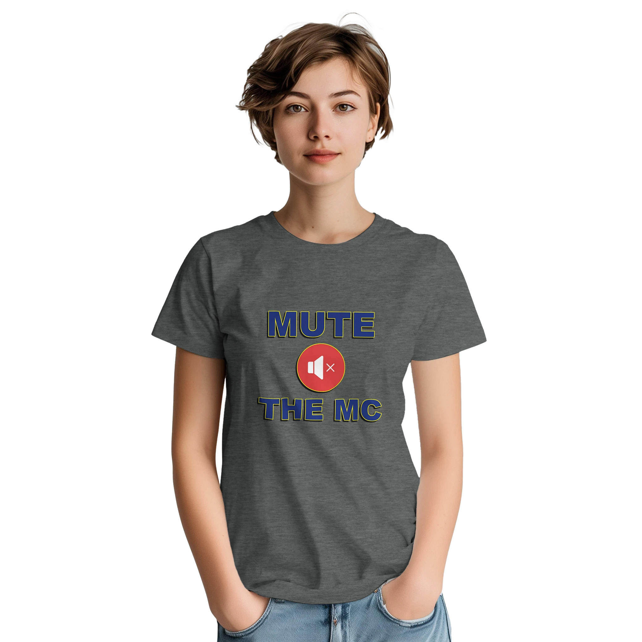 MUTE THE MC ADULT TSHIRT NOVELTY DRUM AND BASS GRAHPITE GREY