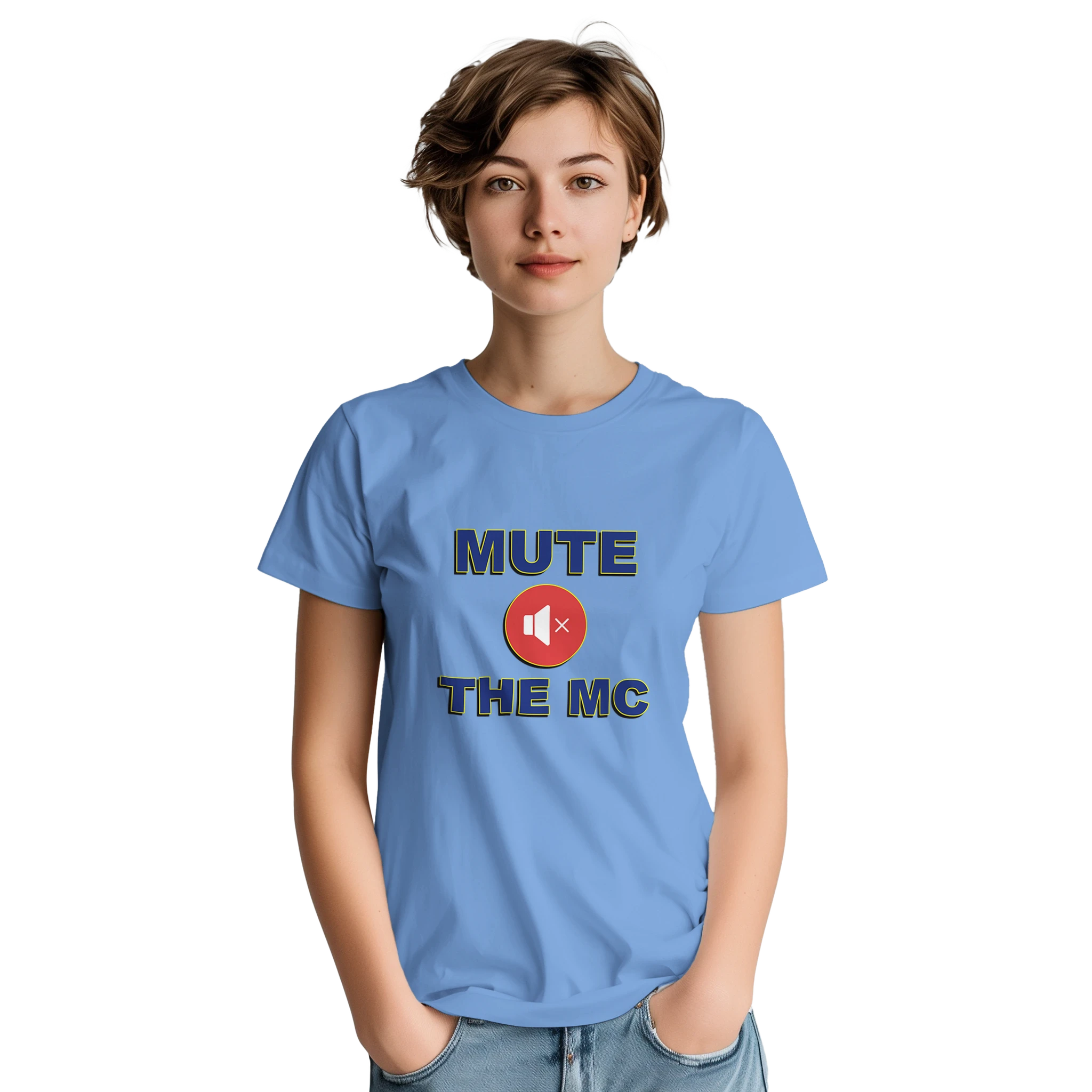 MUTE THE MC ADULT TSHIRT NOVELTY DRUM AND BASS LIGHT BLUE 2