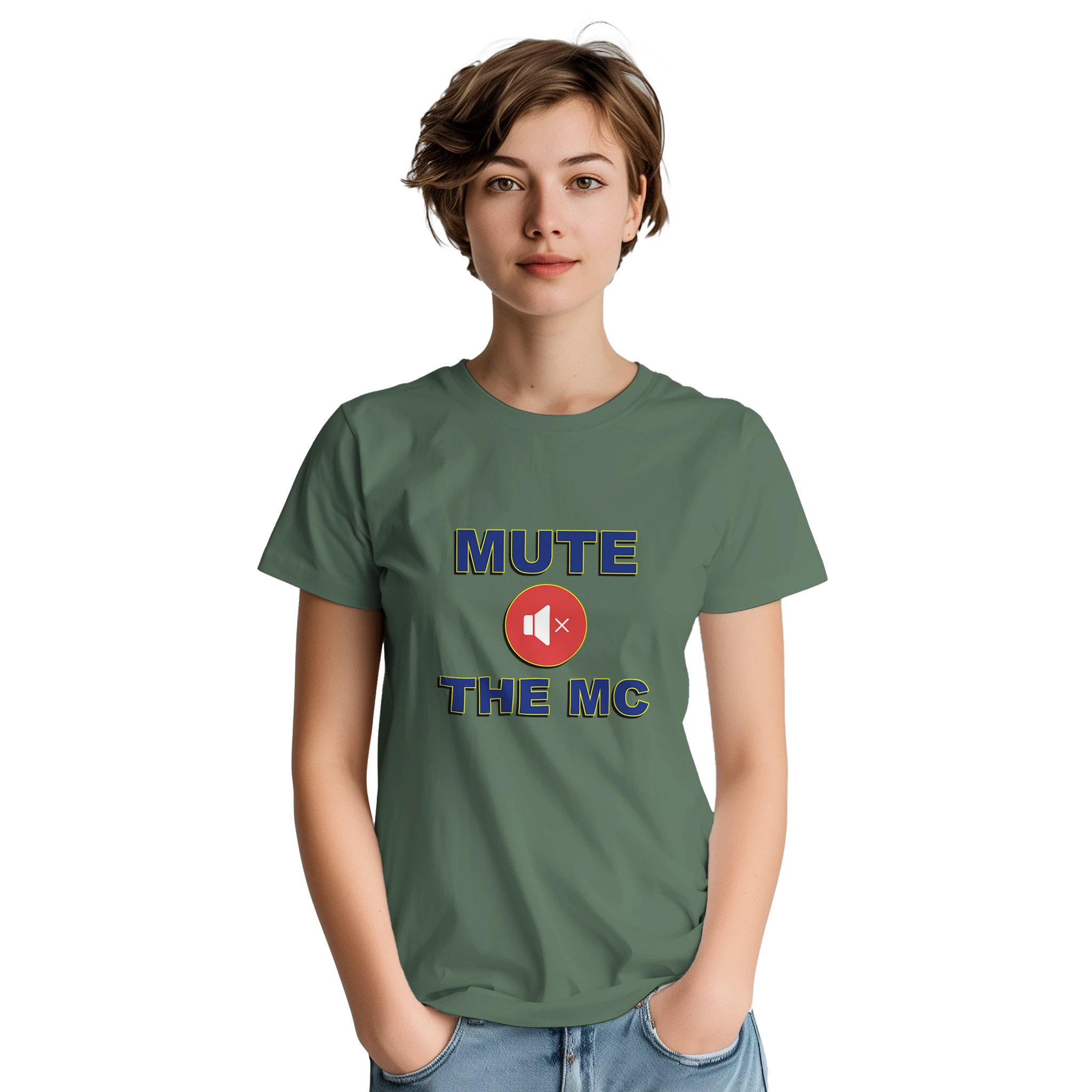 MUTE THE MC ADULT TSHIRT NOVELTY DRUM AND BASS MILITARY GREEN