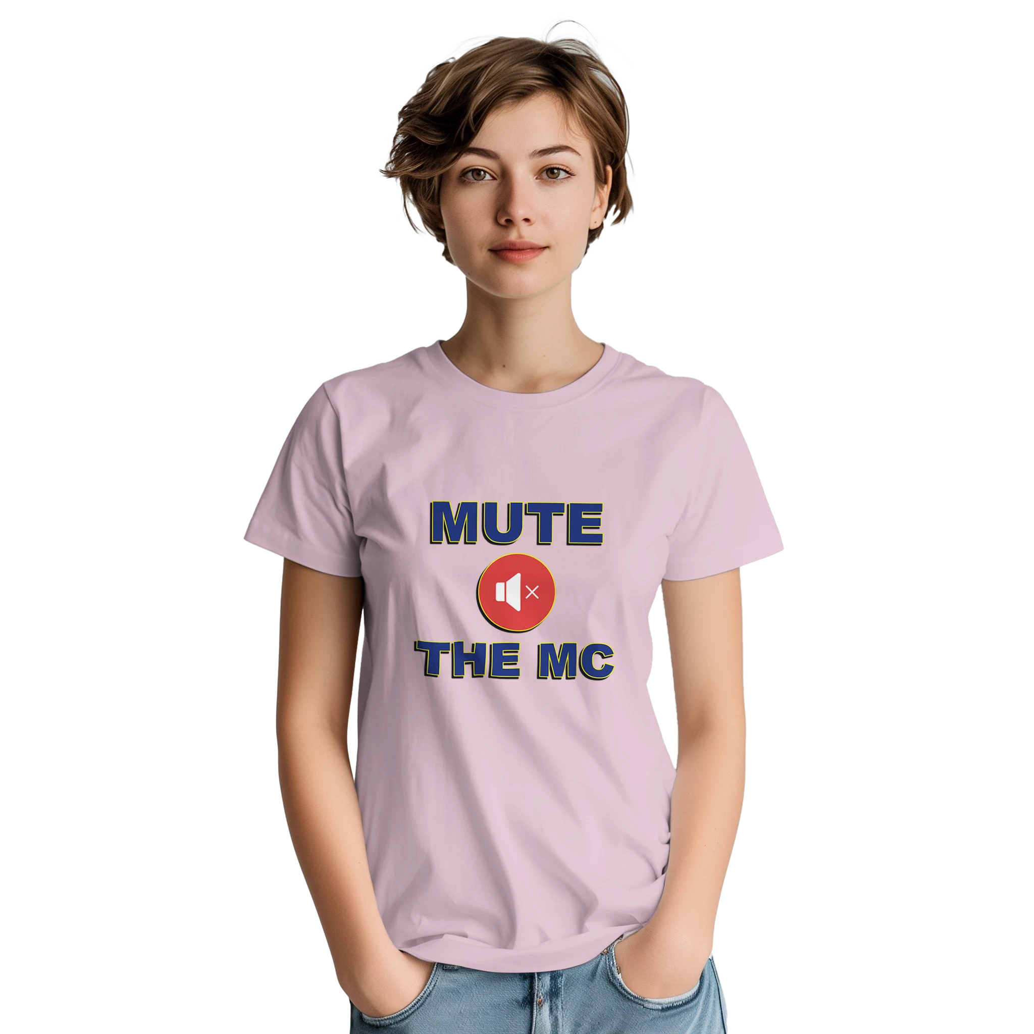 MUTE THE MC ADULT TSHIRT NOVELTY DRUM AND BASS PINK