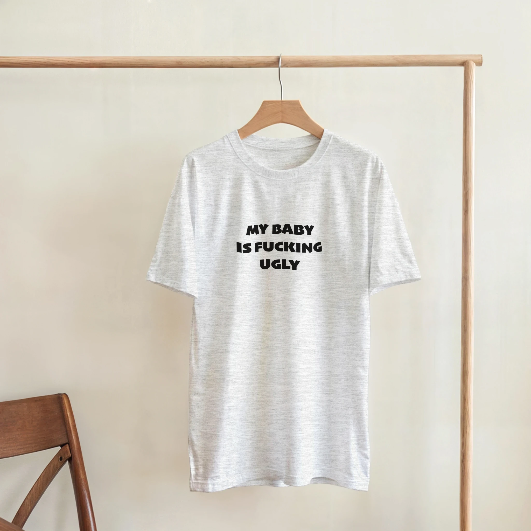 MY BABY IS FUCKING UGLY ADULT NOVELTY TSHIRT ASH GREY 2