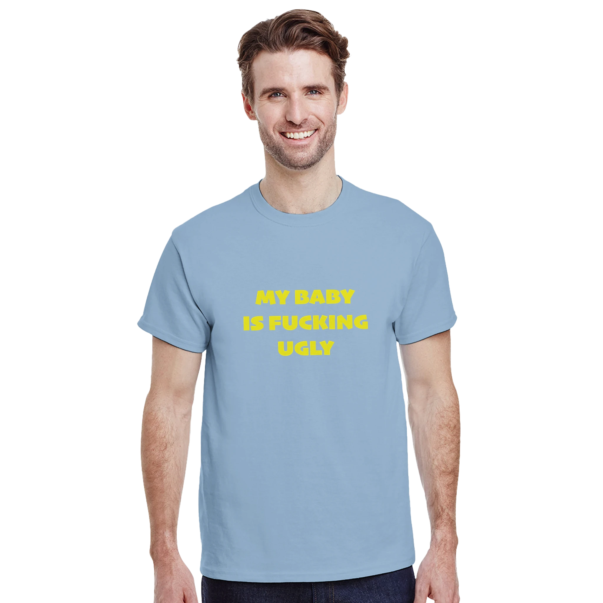 MY BABY IS FUCKING UGLY ADULT NOVELTY TSHIRT LIGHT BLUE 2