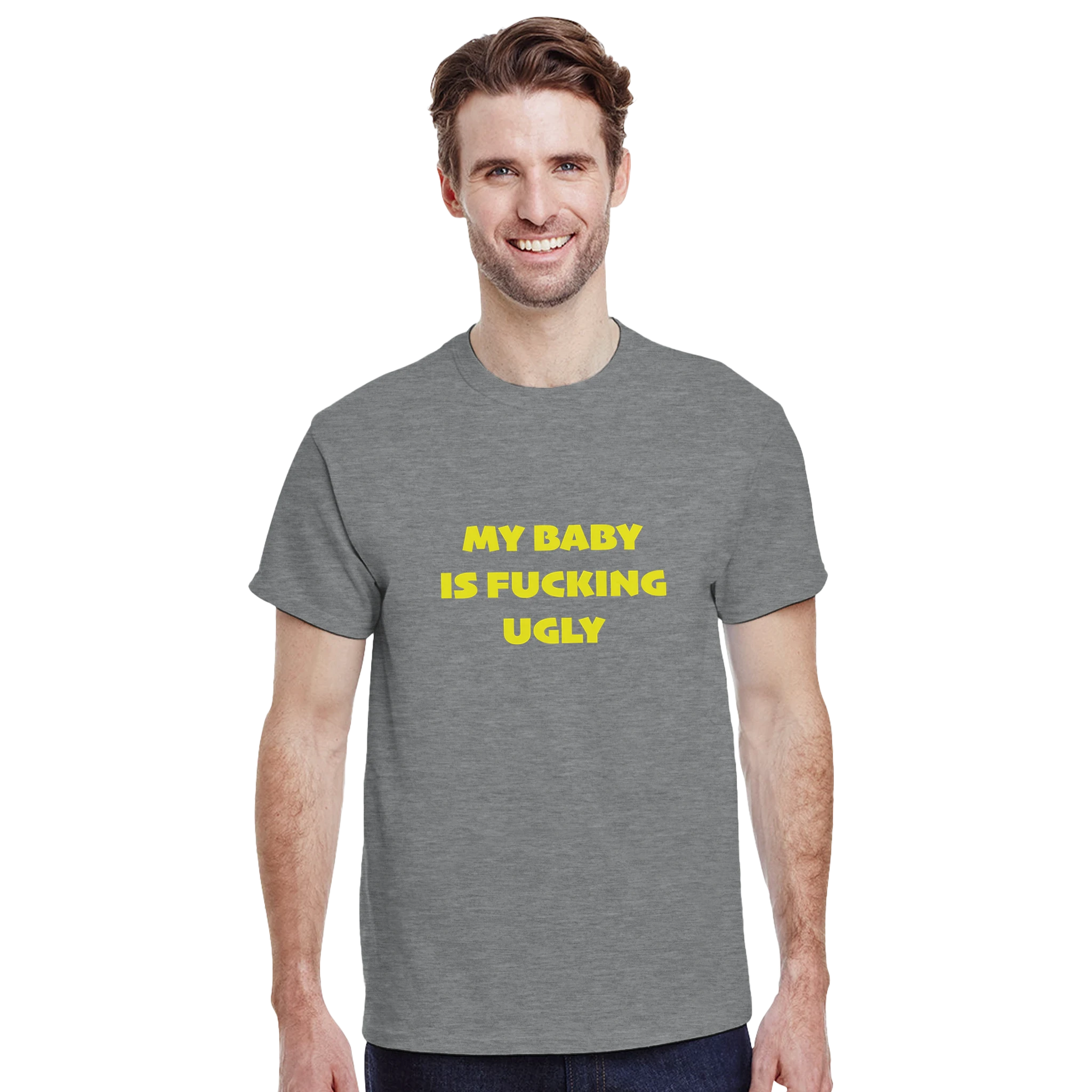MY BABY IS FUCKING UGLY ADULT NOVELTY TSHIRT SPORT GREY