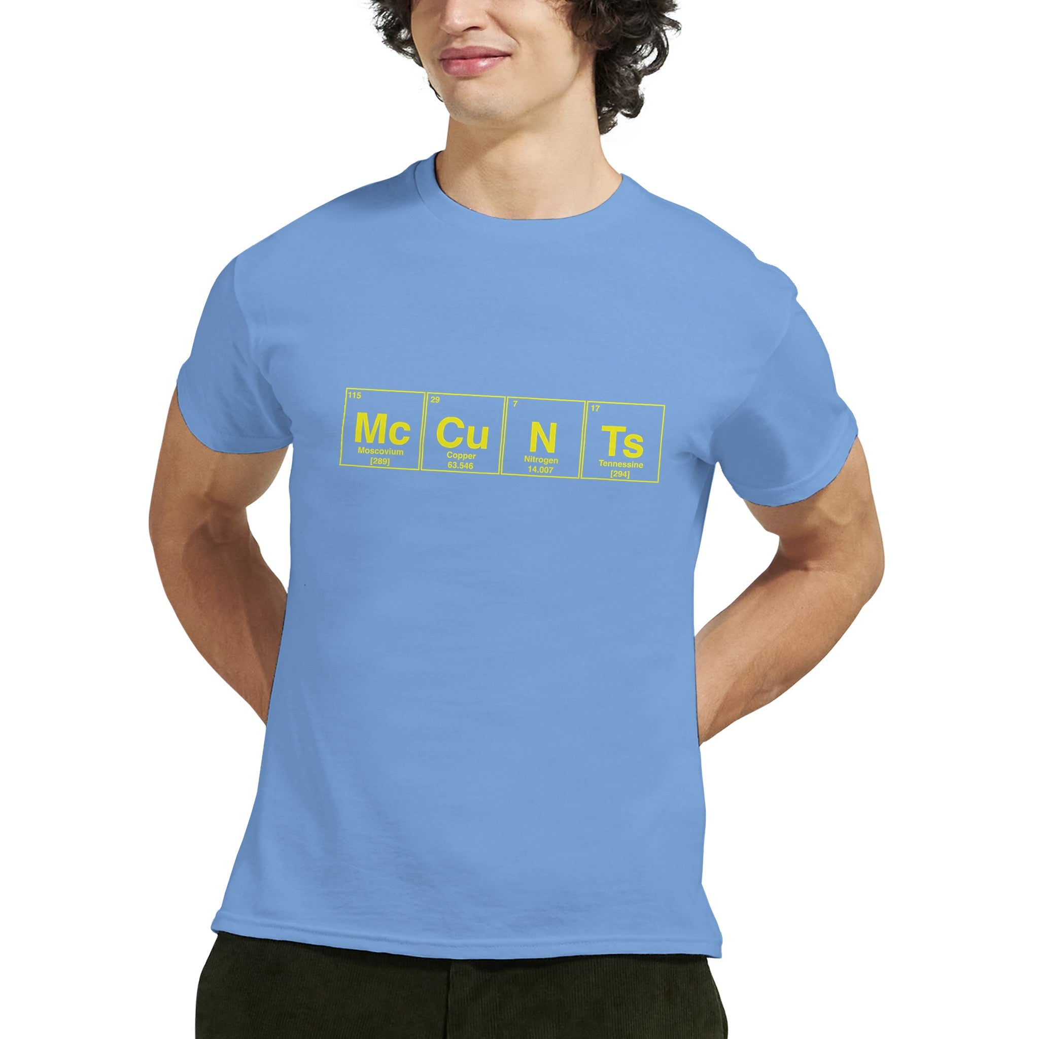 McCuNTs periodic table adult novelty tshirt light blue 2